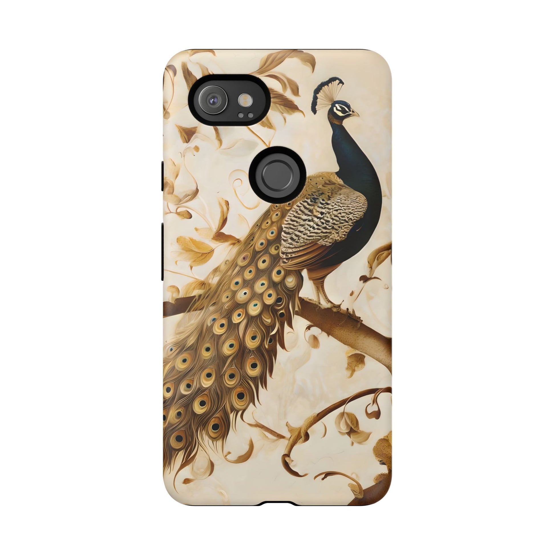 Golden Plumage - Luxe Peacock Art Google Pixel 2XL Phone Case - Elegant Gold & Cream Design