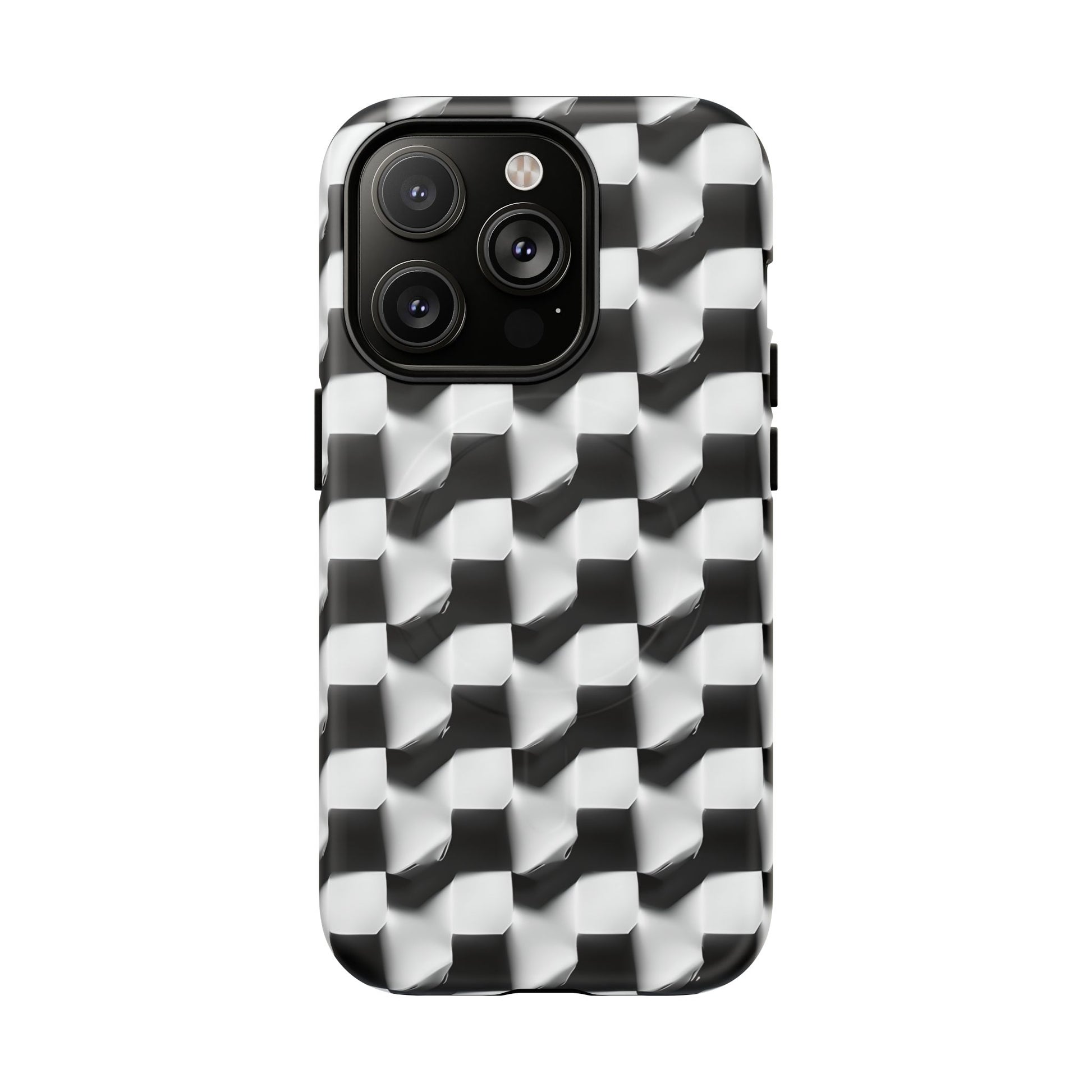 Monochrome Grid - iPhone 14 Pro MagSafe Phone Case - Bold, Modern Black & White Design