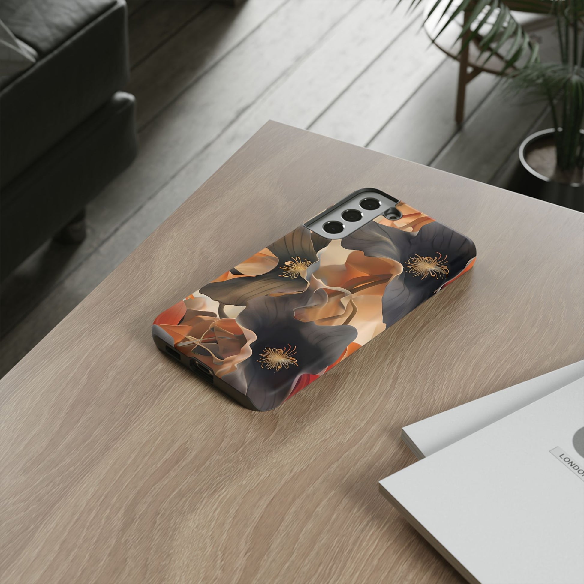 Autumn Ember - Moody Floral Art Samsung Galaxy S22 Plus Tough Phone Case - Warm Earthy Botanical Design