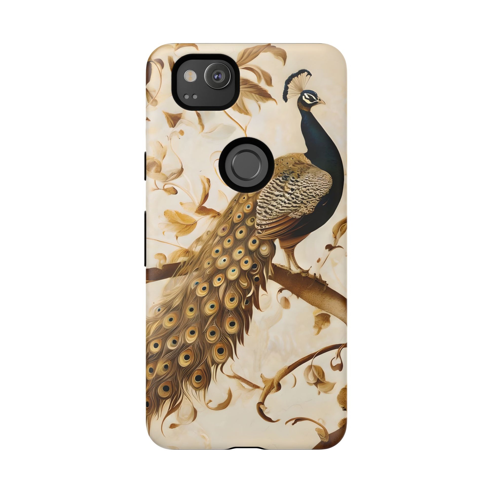 Golden Plumage - Luxe Peacock Art Google Pixel 2 Phone Case - Elegant Gold & Cream Design