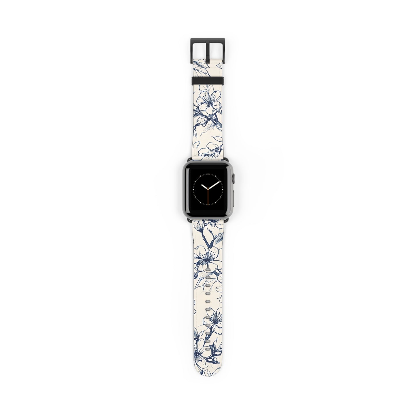 Blossom Sketch Apple Watch Band - Minimalist Blue and White Strap