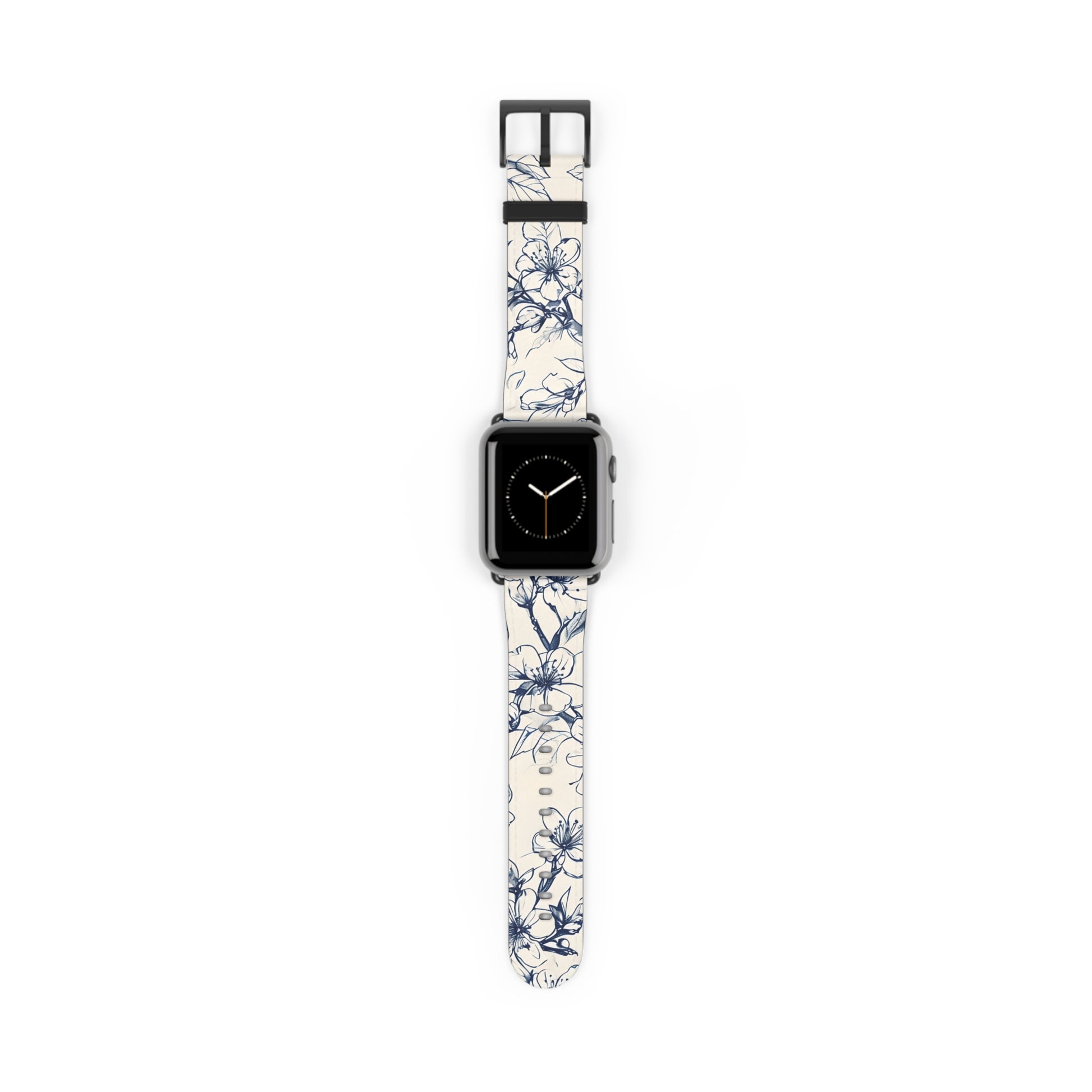 Blossom Sketch Apple Watch Band - Minimalist Blue and White Strap