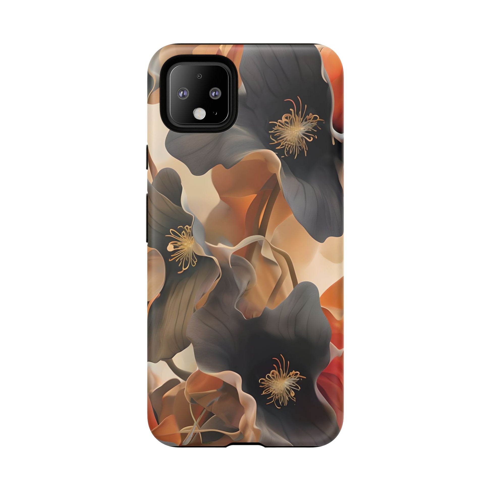 Autumn Ember - Moody Floral Art Google Pixel 4 XL Tough Phone Case - Warm Earthy Botanical Design