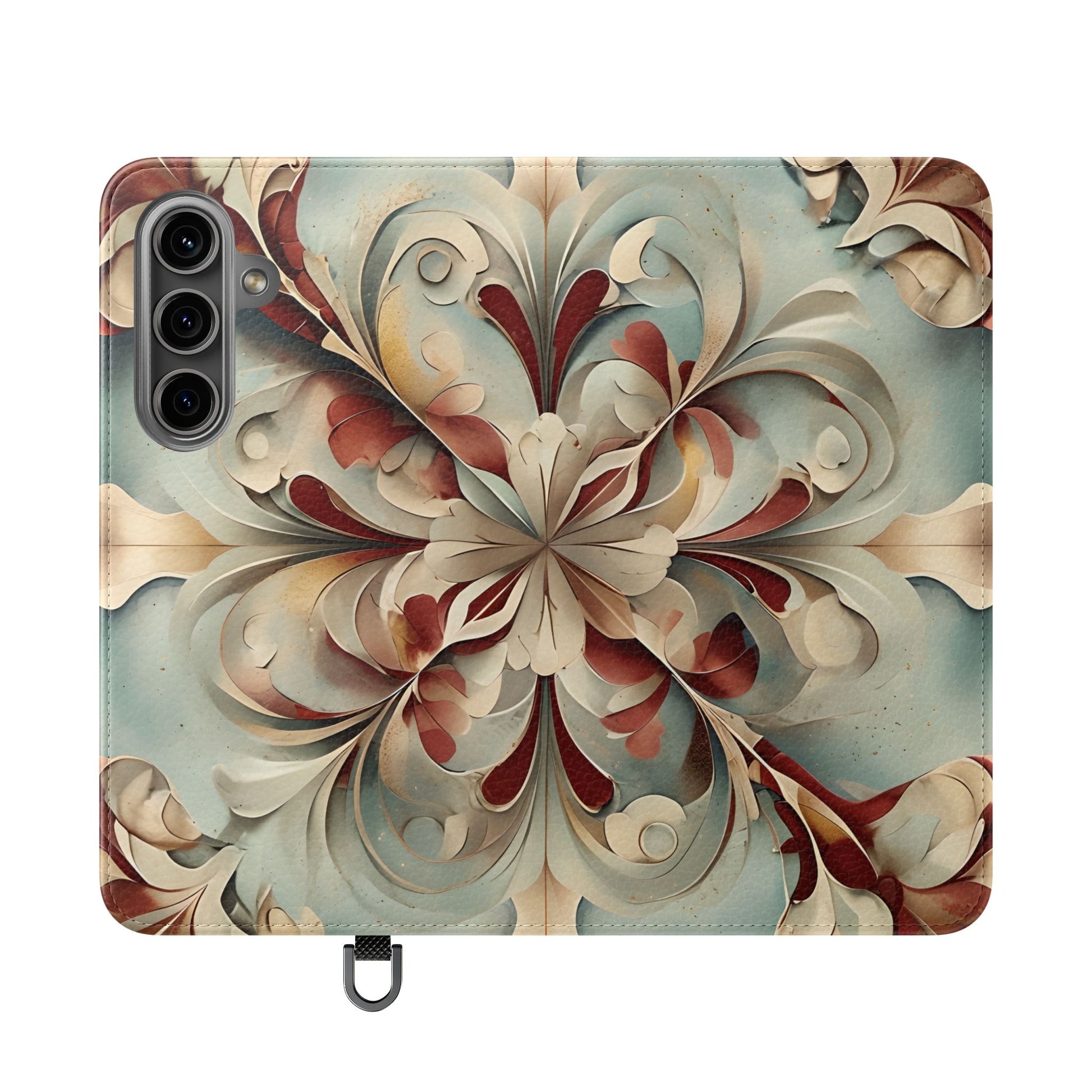 Vintage Baroque Blossom Wallet Phone Case - Elegant Floral Flip Cover for Samsung Galaxy S24