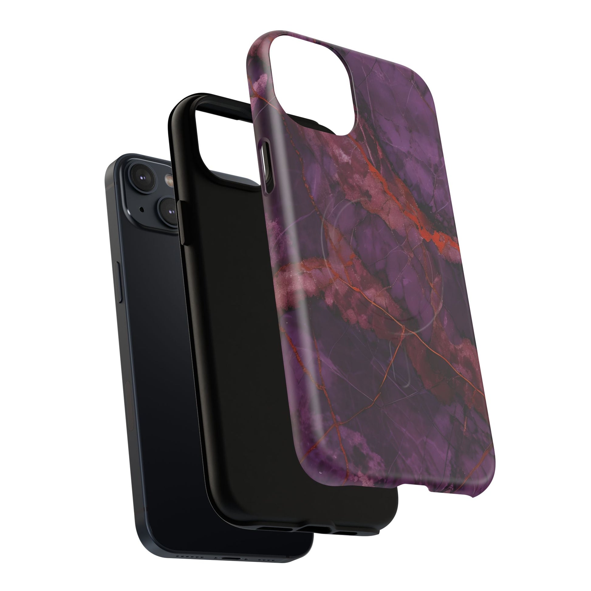Amethyst Current - Kaleidoscope Collection Artistic Floral Burst - iPhone 14 Plus MagSafe Phone Case - Bold Purple Symmetrical Design