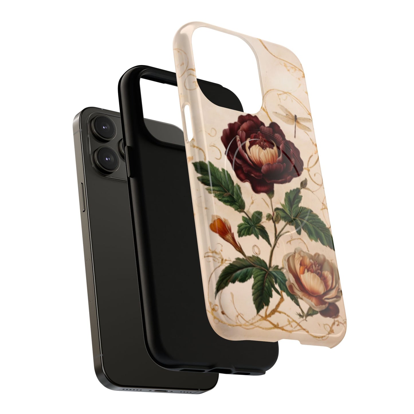 Vintage Burgundy Rose iPhone MagSafe Case