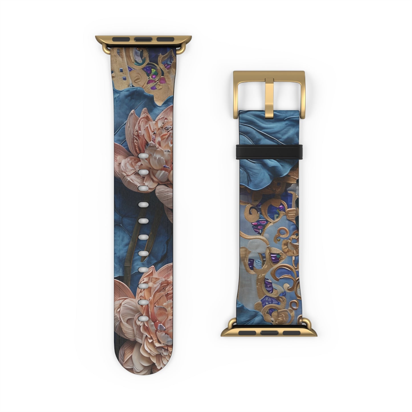 Peony Midnight Tapestry Designer Apple Watch Band - Premium Custom Strap for Series 1-9, SE & Ultra - Artistic Vegan Leather