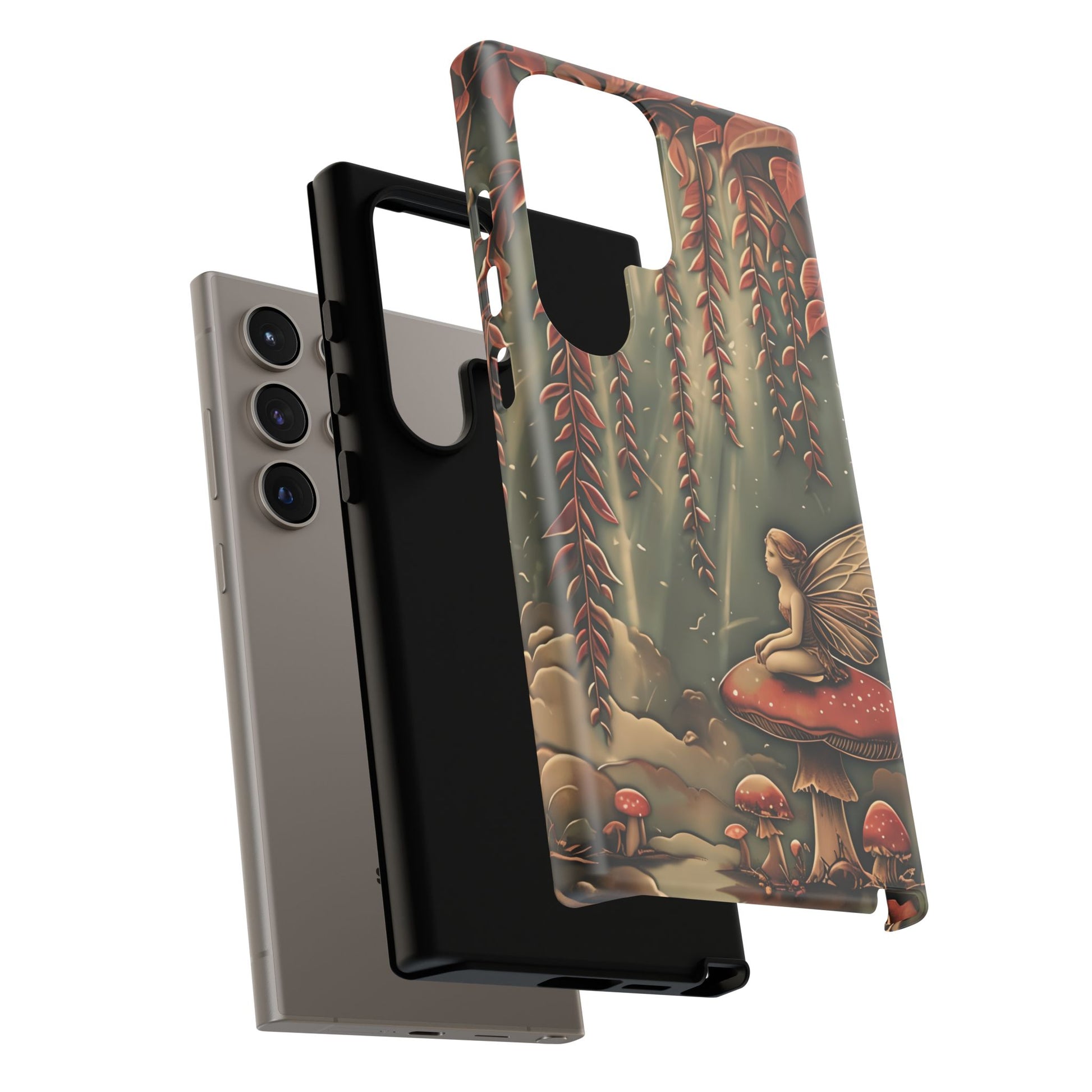 Willow Whisper - Tranquil Nature Art Samsung Galaxy S24 Ultra Tough Phone Case - Serene Willow Tree & Meditative Figure Design
