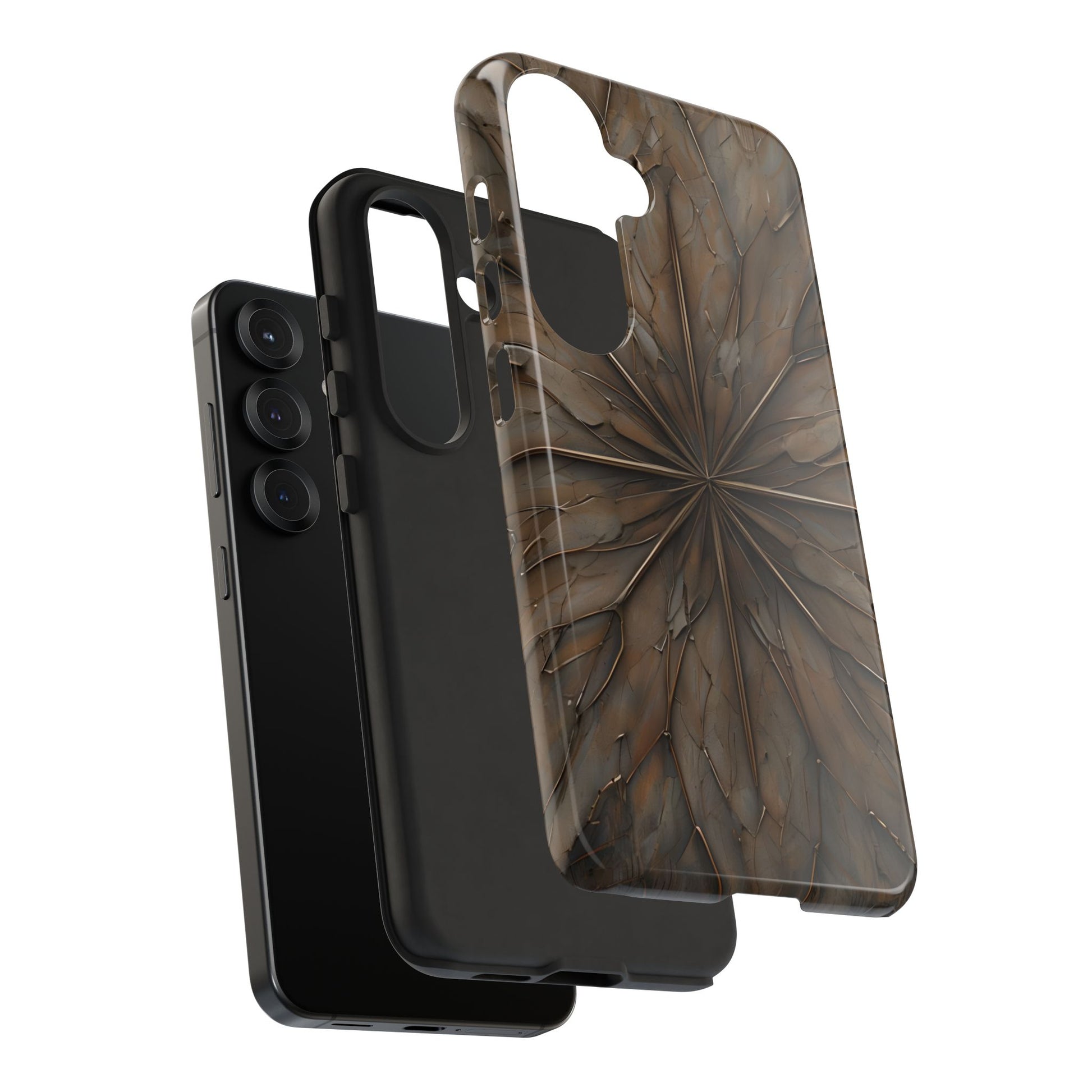 Earthstone Mandala - Kaleidoscope Collection Artistic Taupe Burst - Samsung Galaxy S25 Tough Phone Case