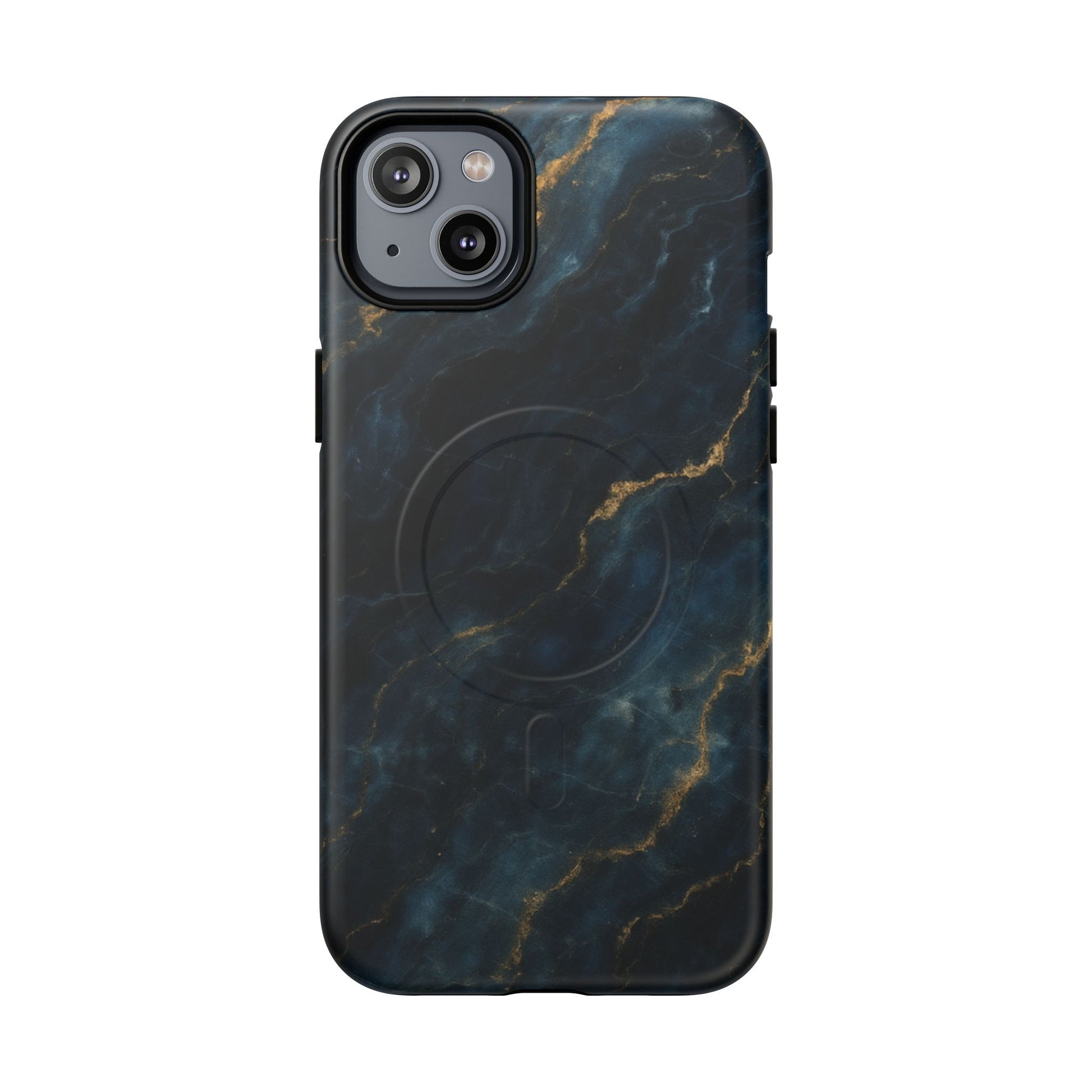 Midnight Marble MagSafe iPhone 14 Plus Case - Deep Blue Marble Design Shockproof Cover