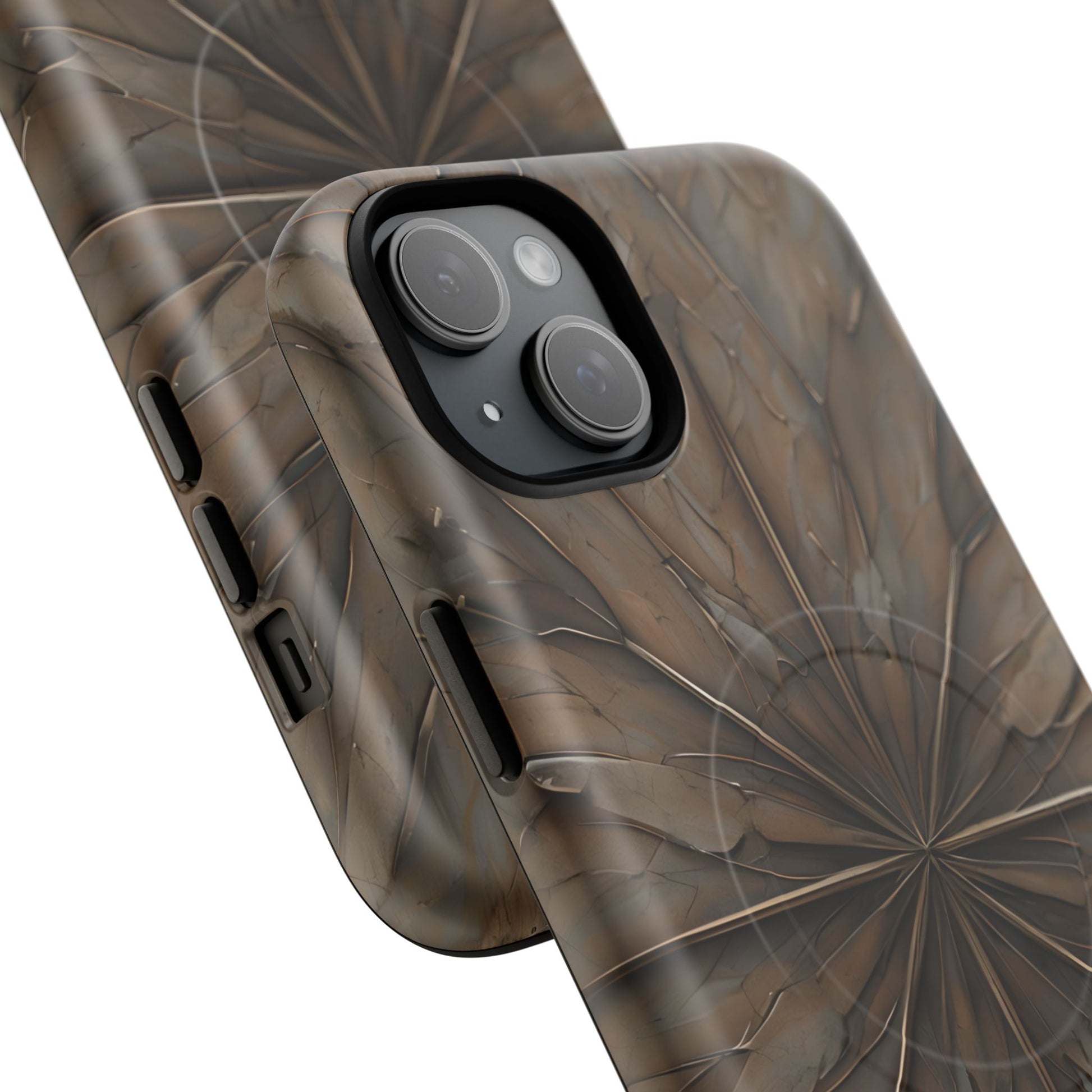 Earthstone Mandala - Kaleidoscope Collection Artistic Taupe Burst - iPhone 15 Plus MagSafe Phone Case
