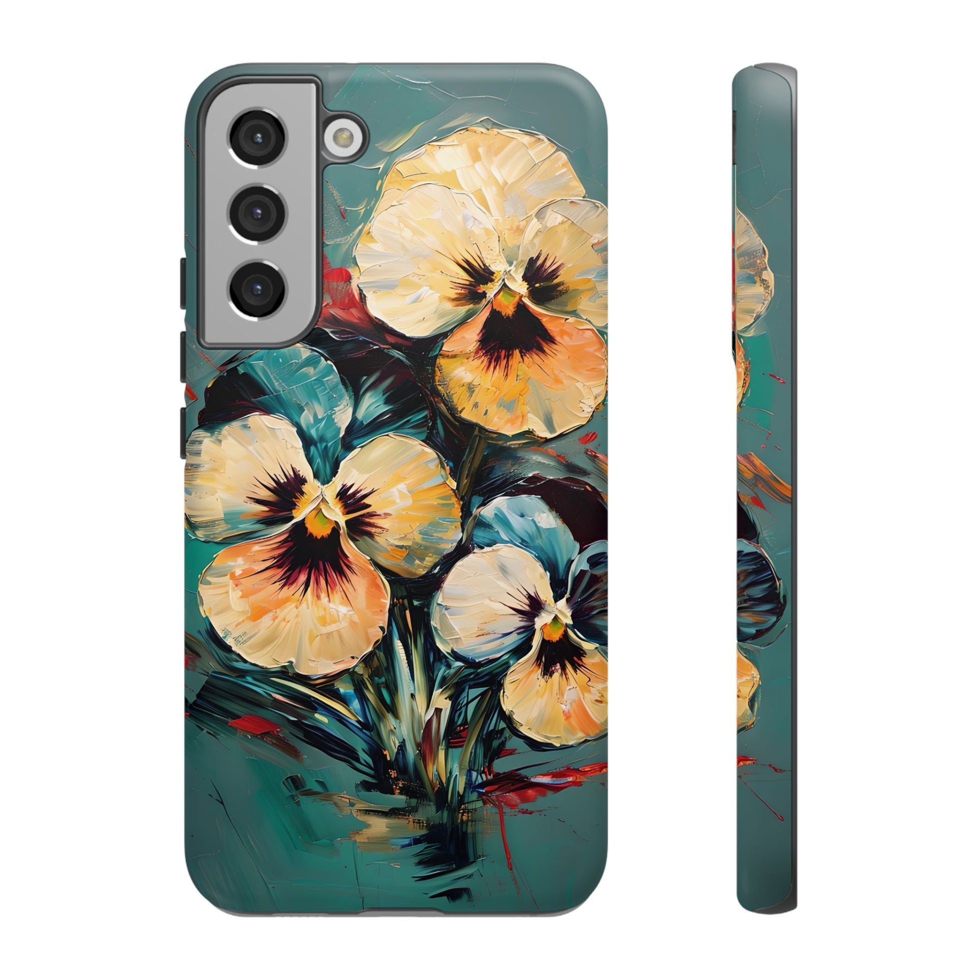 Golden Pansy Cascade Tough Case for Samsung Galaxy S22 Plus - Floral Artistic Shockproof Cover, Elegant Protective Phone Case