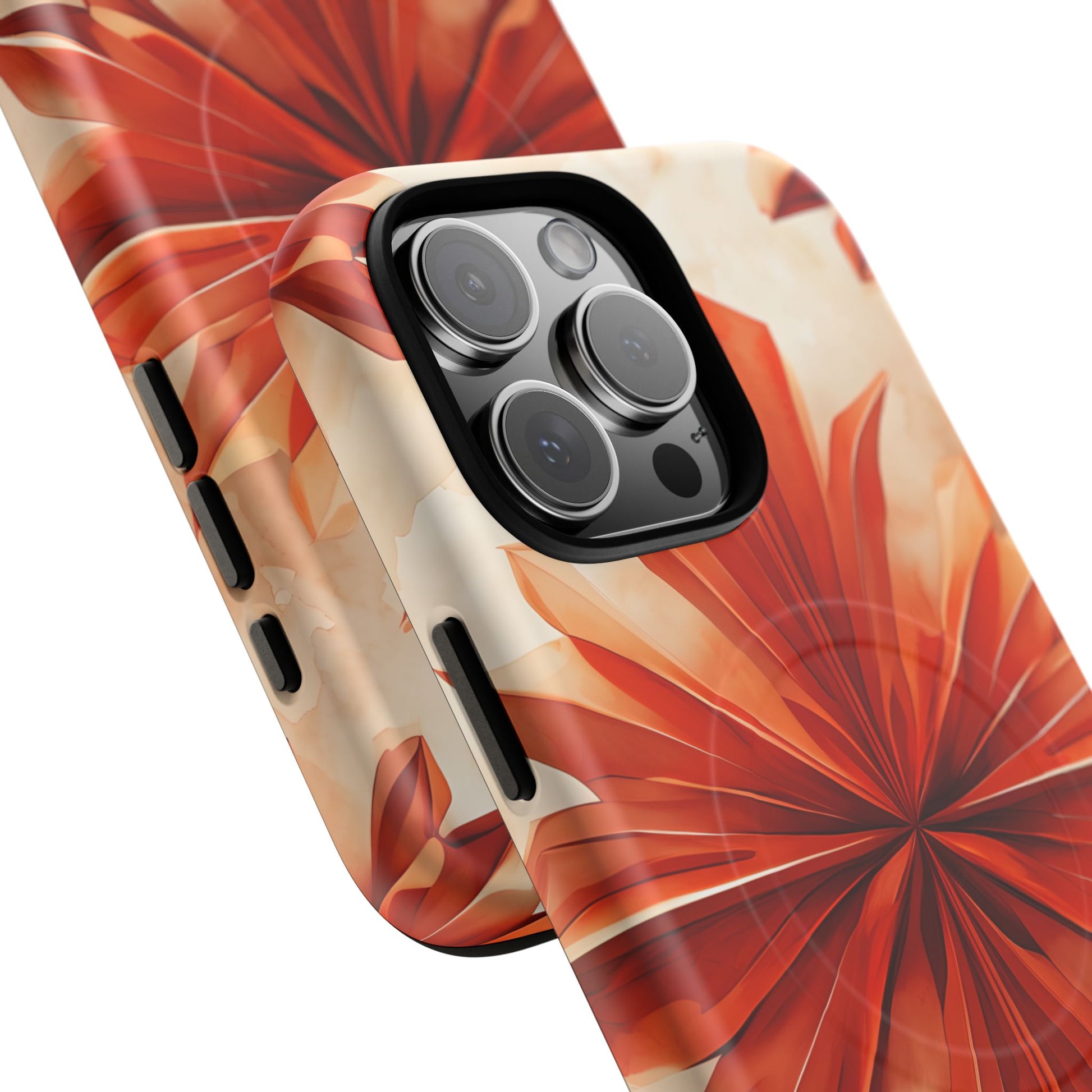 Sunset Fleur iPhone 16 Pro Max - Kaleidoscope Collection of MagSafe Compatible - Vibrant Sunset Flower Design