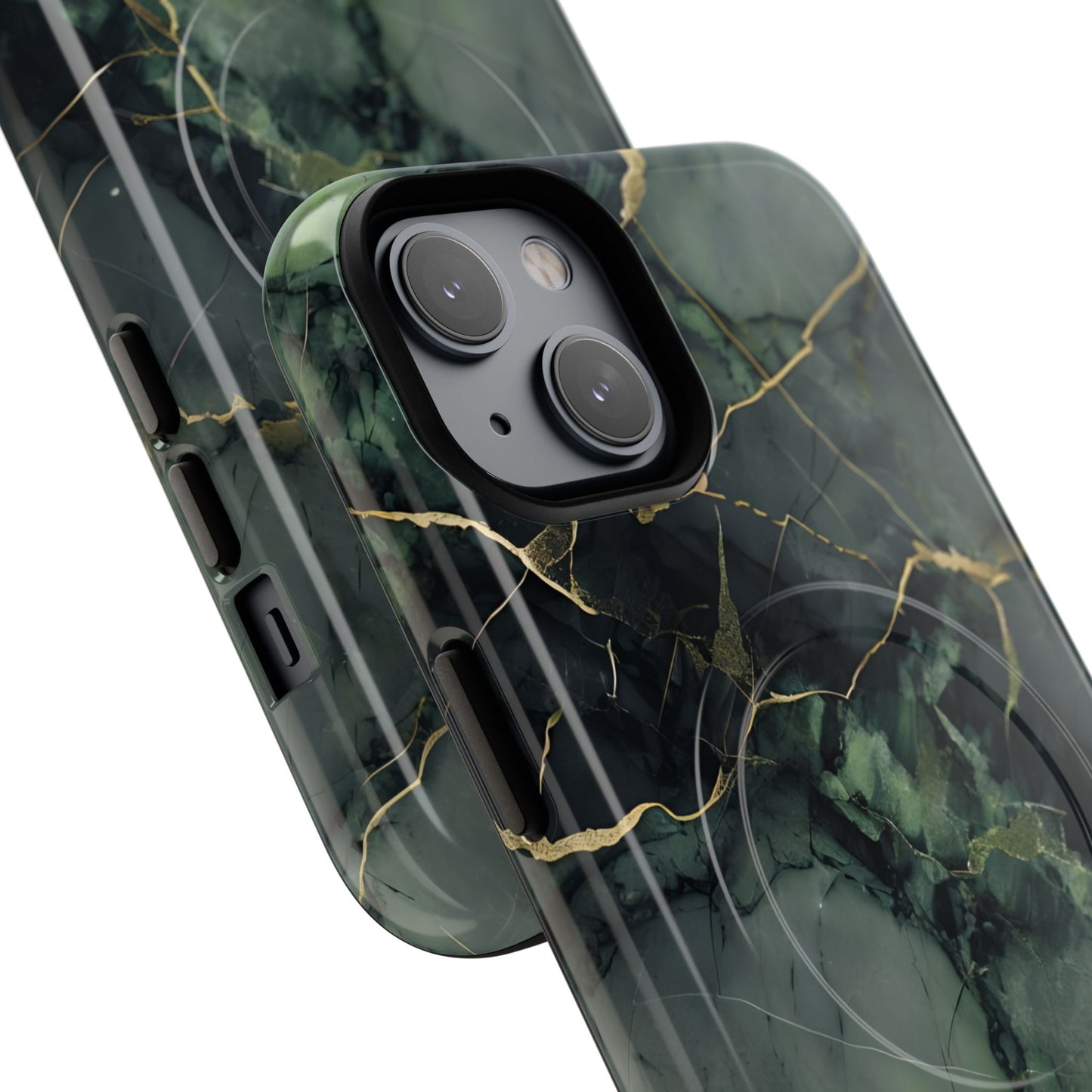 Angled view of Verdant Vein iPhone MagSafe protective phone case