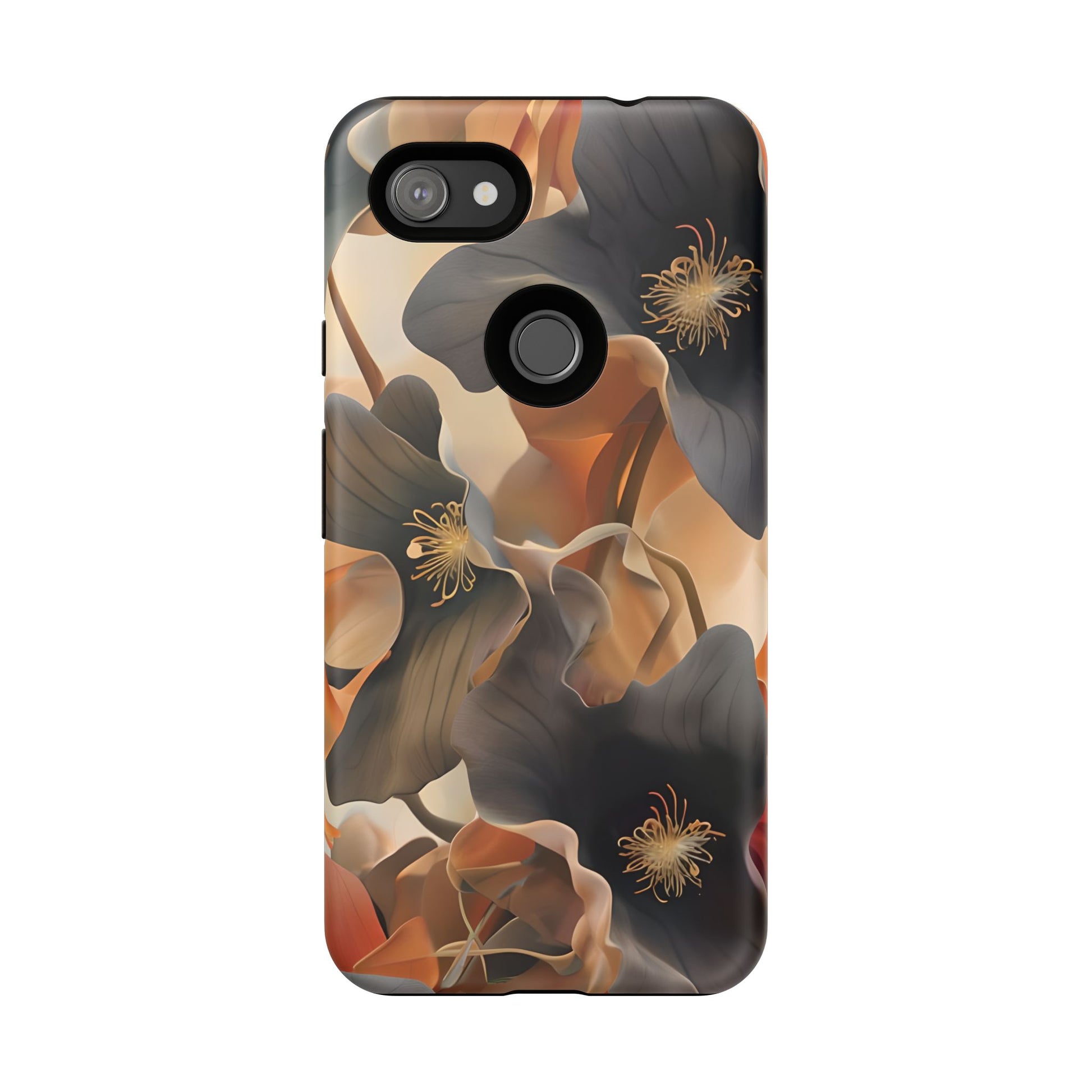Autumn Ember - Moody Floral Art Google Pixel 3a XL Tough Phone Case - Warm Earthy Botanical Design