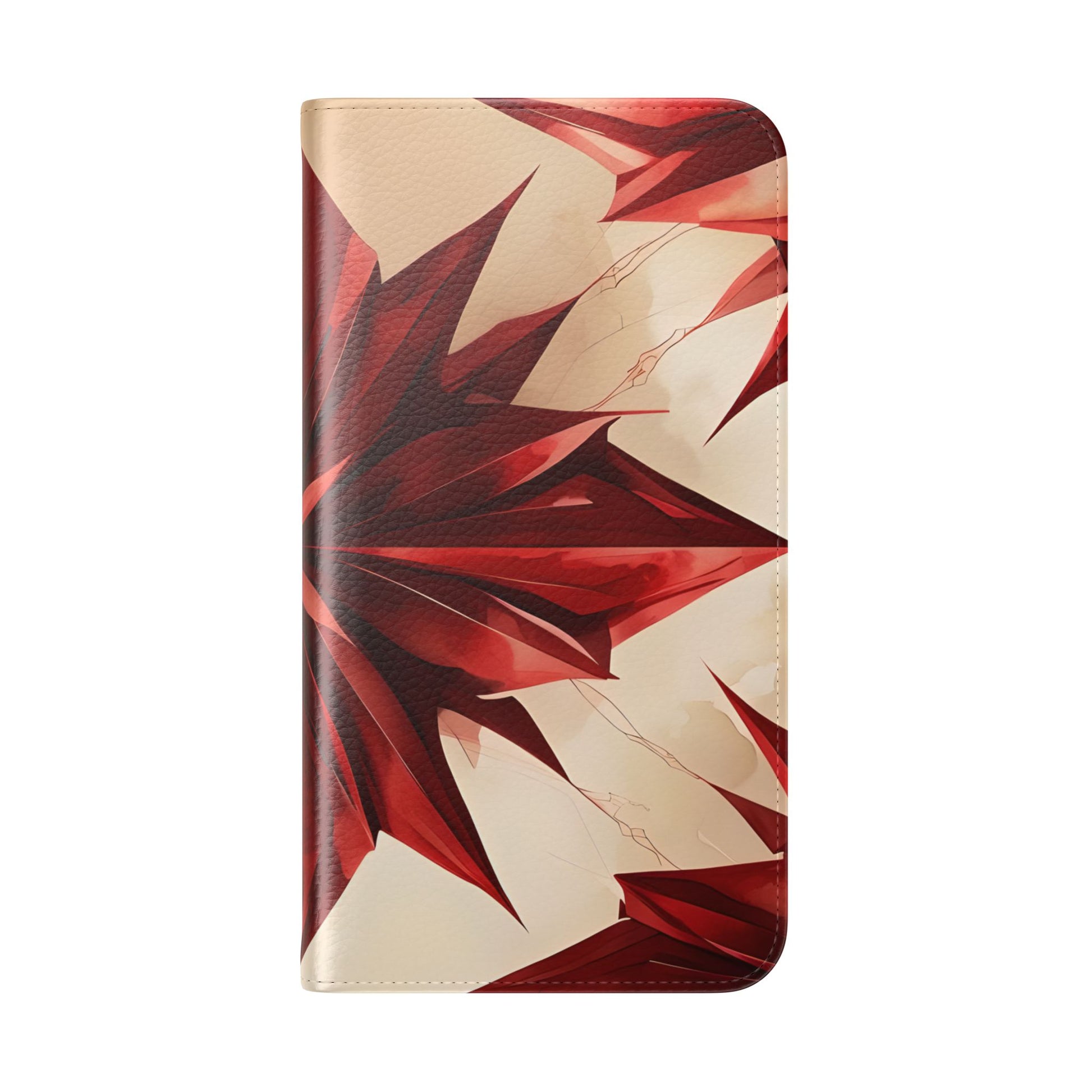 Ruby Compass iPhone 14 Pro Wallet Case - Bold Geometric Flip Cover with Card Slots