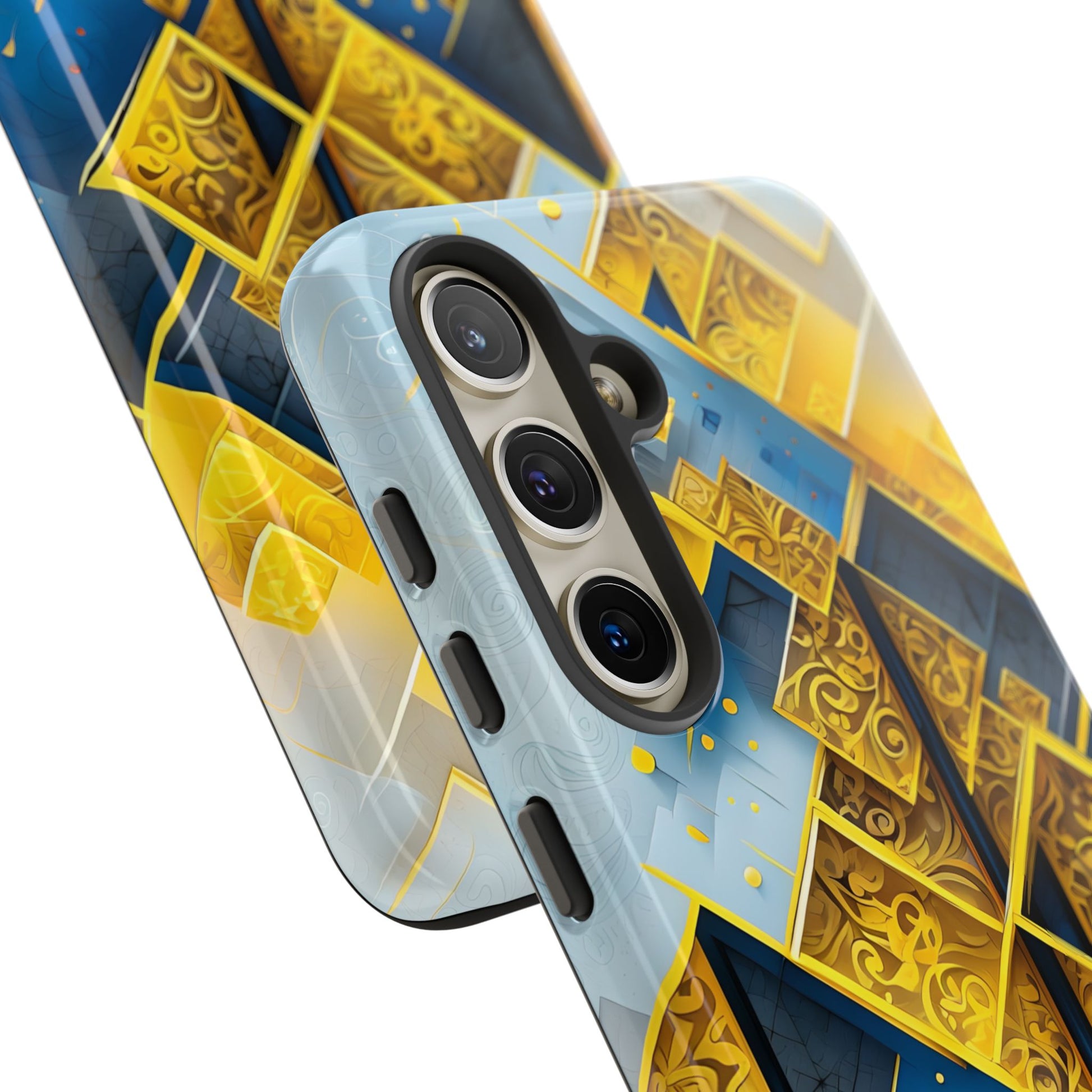 Golden Ascent Luxe Geometric Samsung Galaxy S24 Tough Case - Elegant Abstract Gold Design