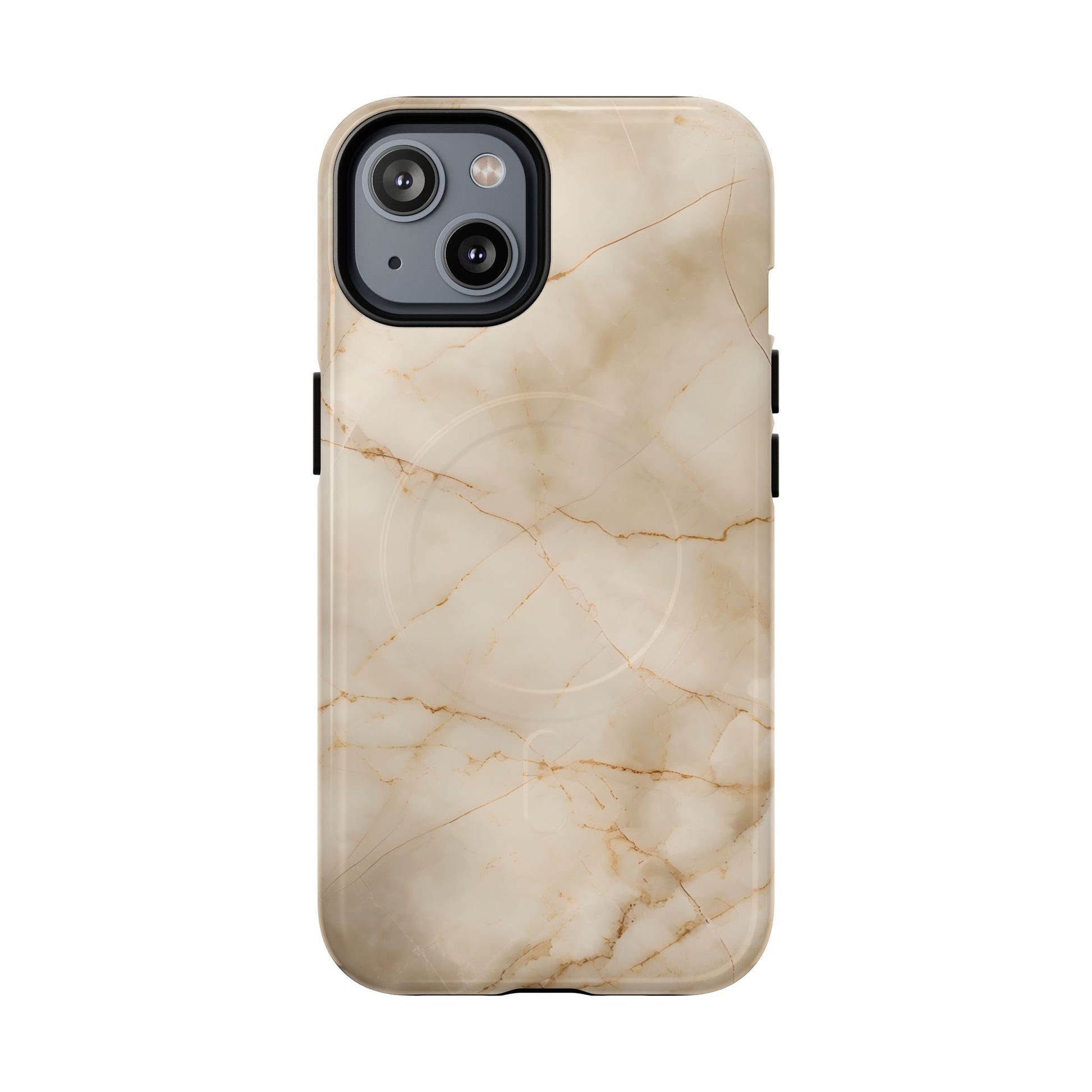 Parchment Mist iPhone MagSafe case with soft beige marble stone design
