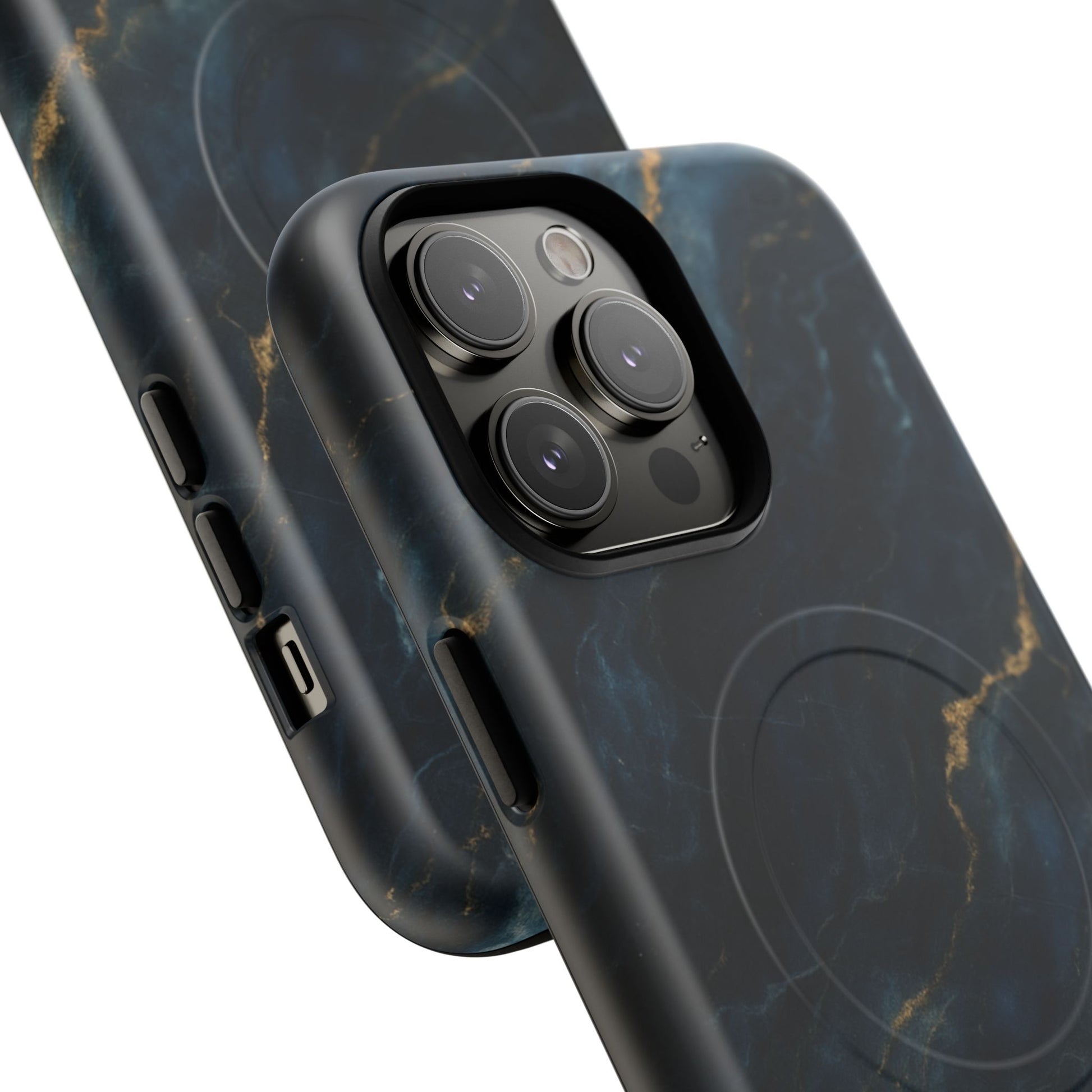 Midnight Marble MagSafe iPhone 14 Pro Max Case - Deep Blue Marble Design Shockproof Cover