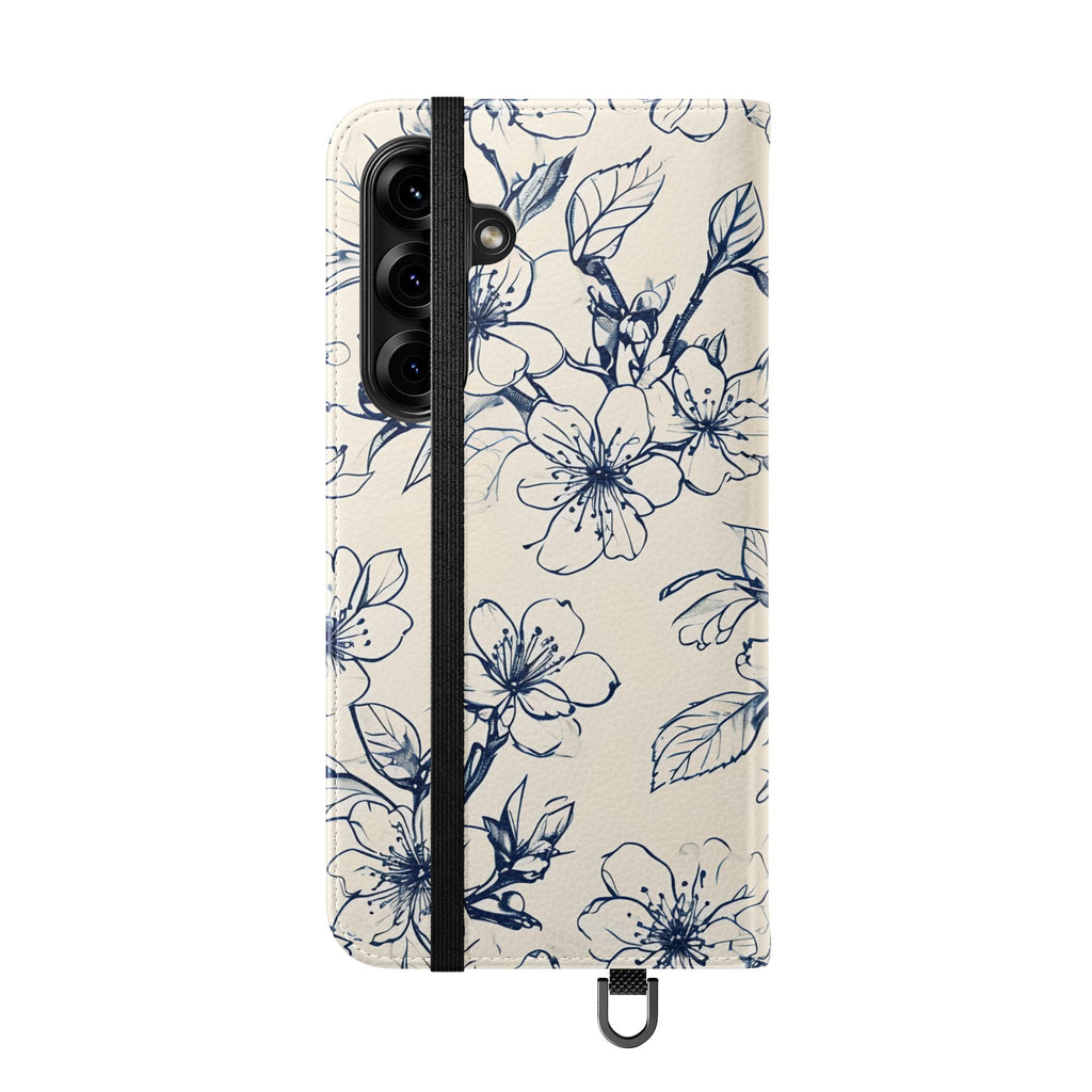 Blossom Sketch - Minimalist Floral Flip Phone Case for Samsung Galaxy S25 Plus