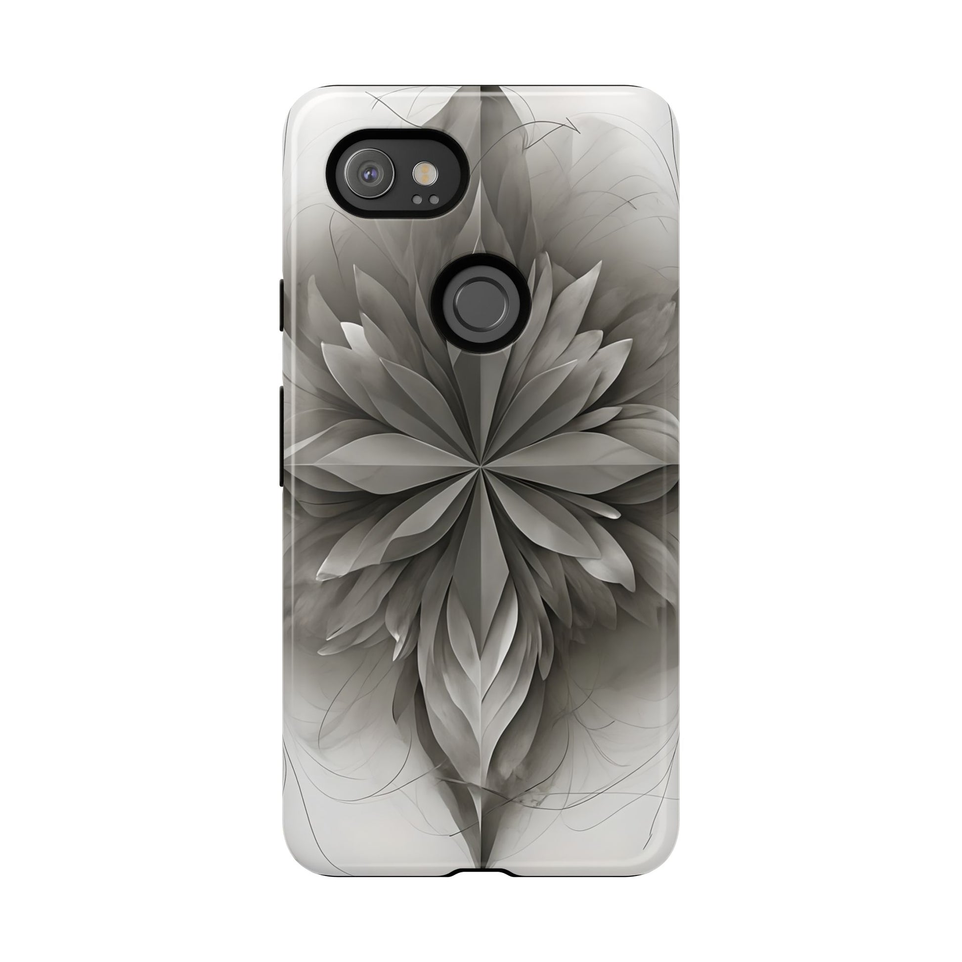 Silver Lotus - Elegant Monochrome Floral Google Pixel 2XL Tough Phone Case - Modern Lotus Design