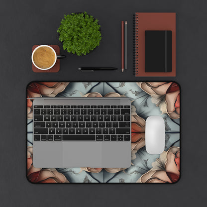 Ember Bloom Designer Desk Mat - Premium Office Desk Pad, 3 Sizes Available, Symmetrical Botanical Workspace Protection