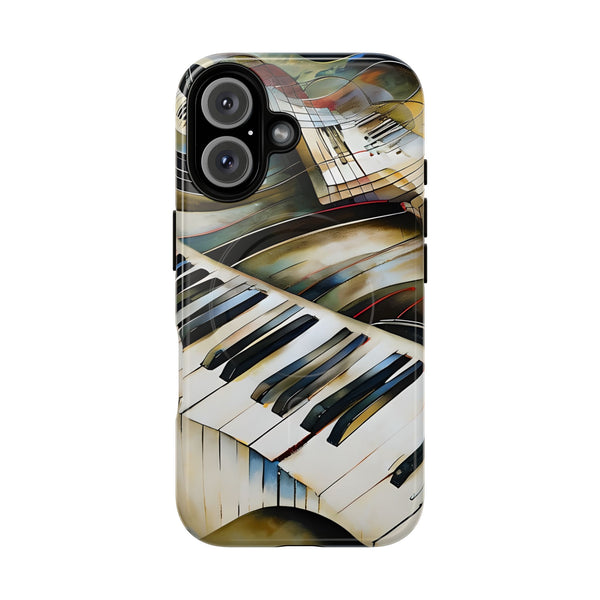 Ivory Cascade Abstract Keyboard Music iPhone 16 MagSafe Case