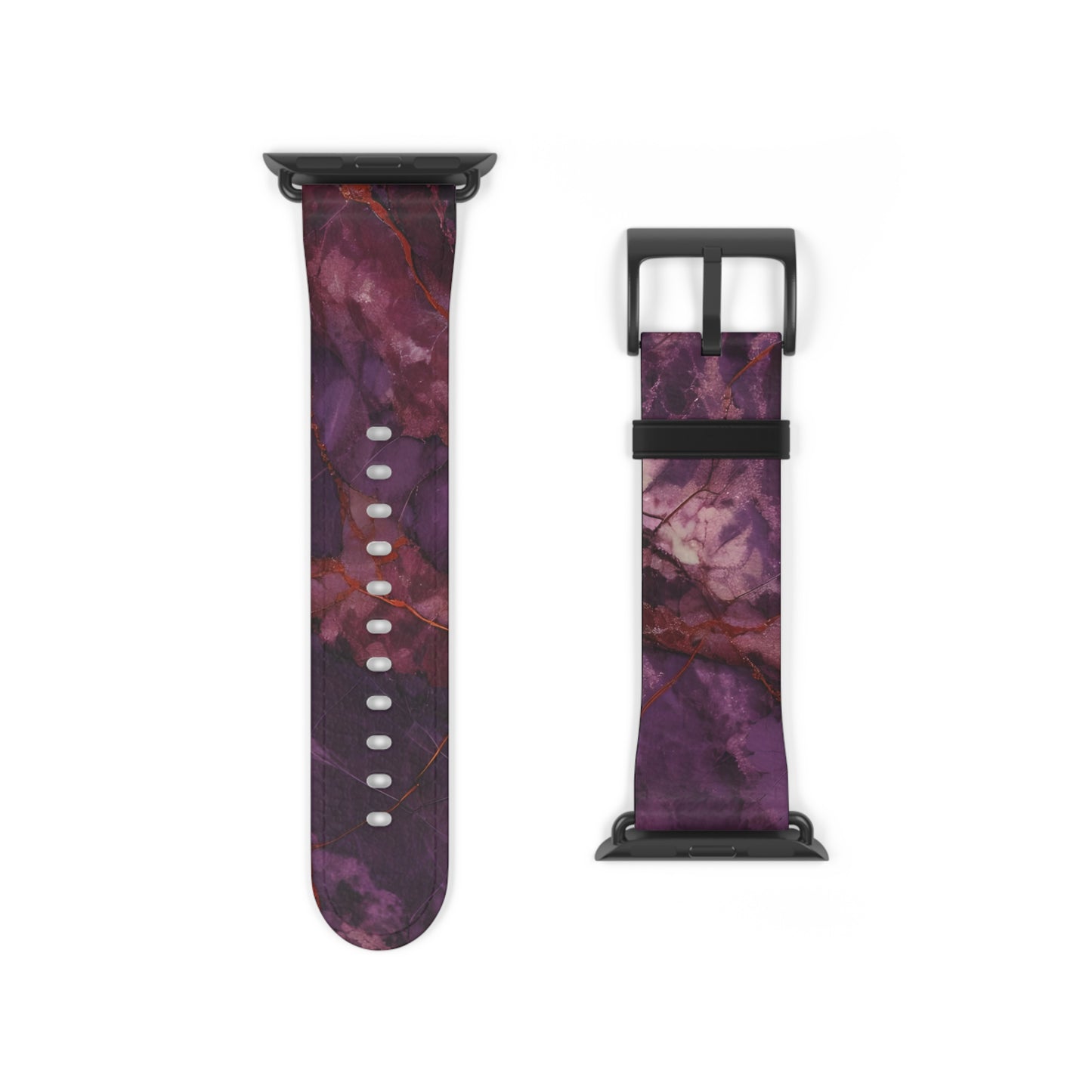 Amethyst Current Apple Watch band strap with black clasp displaying deep purple abstract current pattern