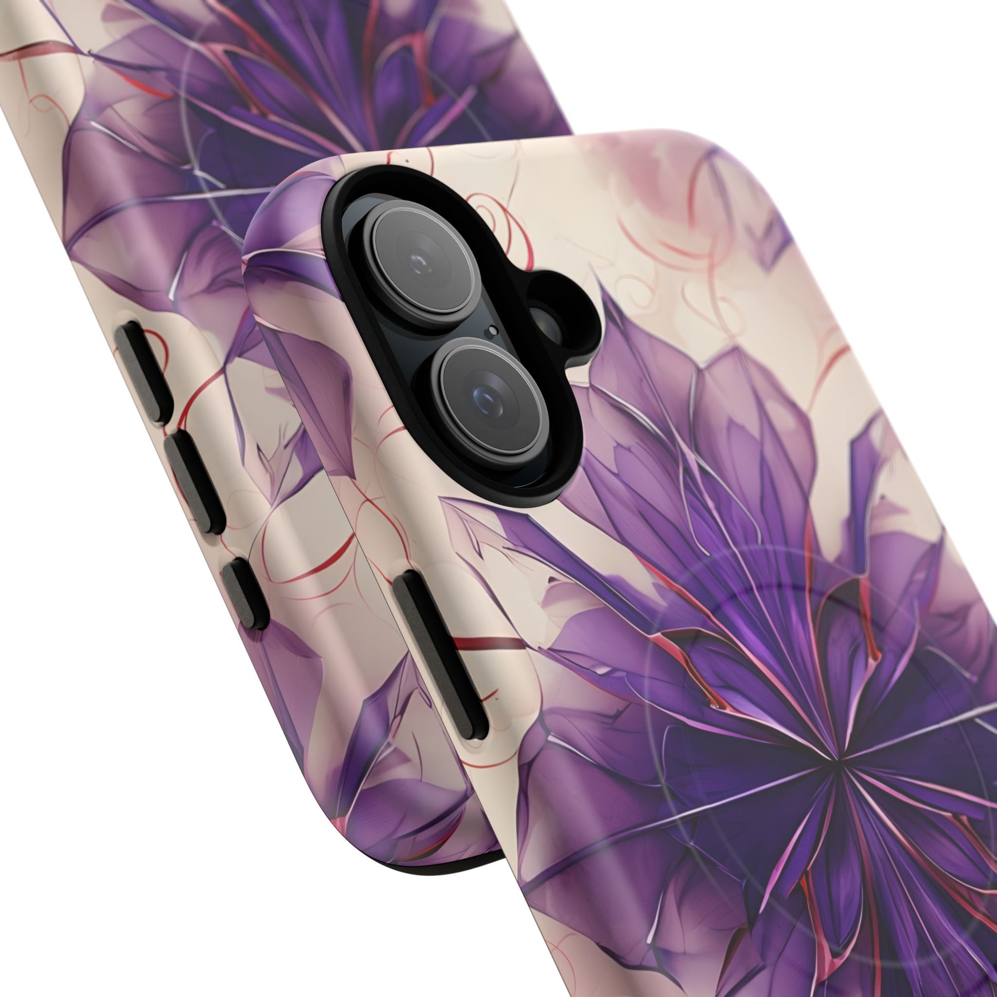 Violet Reverie - Kaleidoscope Collection Artistic Floral Burst - iPhone 16 Plus MagSafe Phone Case - Bold Purple Symmetrical Design