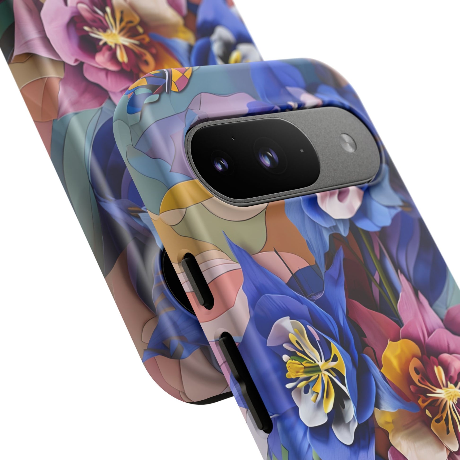 Blue Columbine Carnivale - Artistic Floral & Butterfly Google Pixel 9 Tough Phone Case - Vibrant Botanical Design