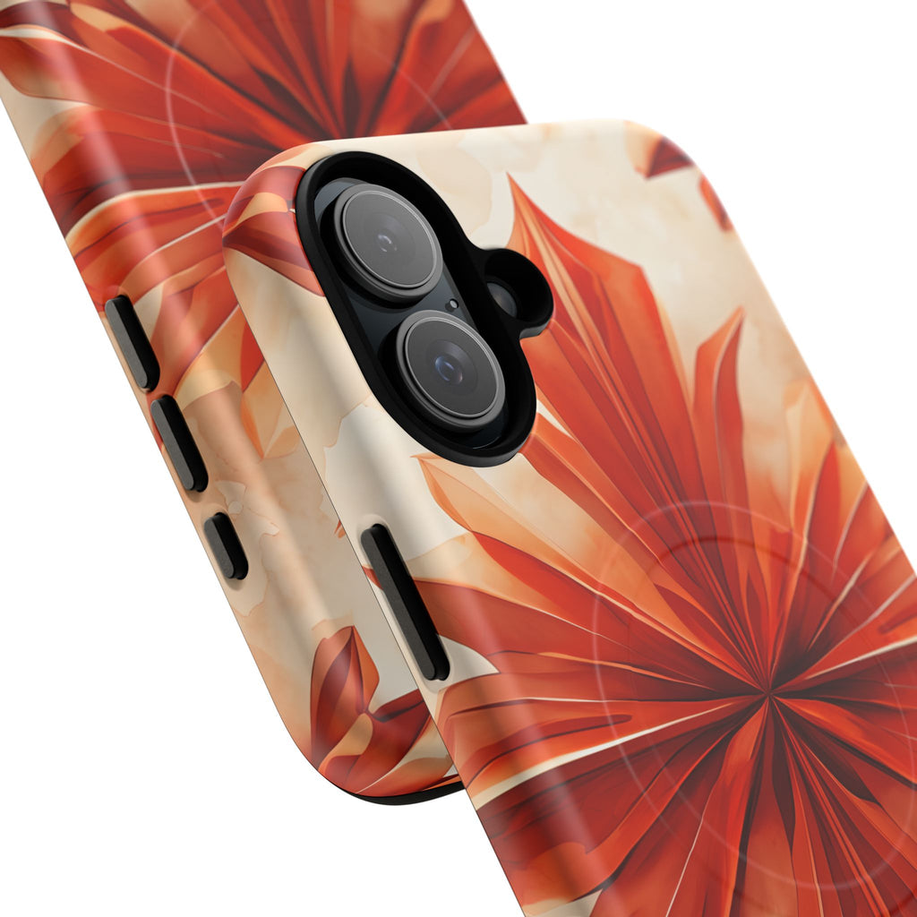 Sunset Fleur iPhone 16 Plus - Kaleidoscope Collection of MagSafe Compatible - Vibrant Sunset Flower Design