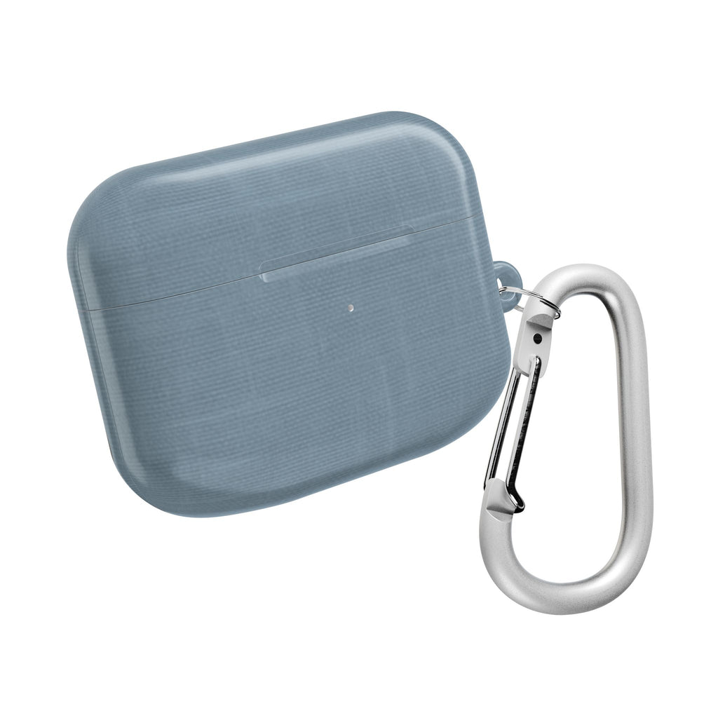 Blue Grey Linen AirPods Case - Minimalist Smooth Weave Texture Cover for Gen 1, 2, 3, Pro Gen 1 & 2