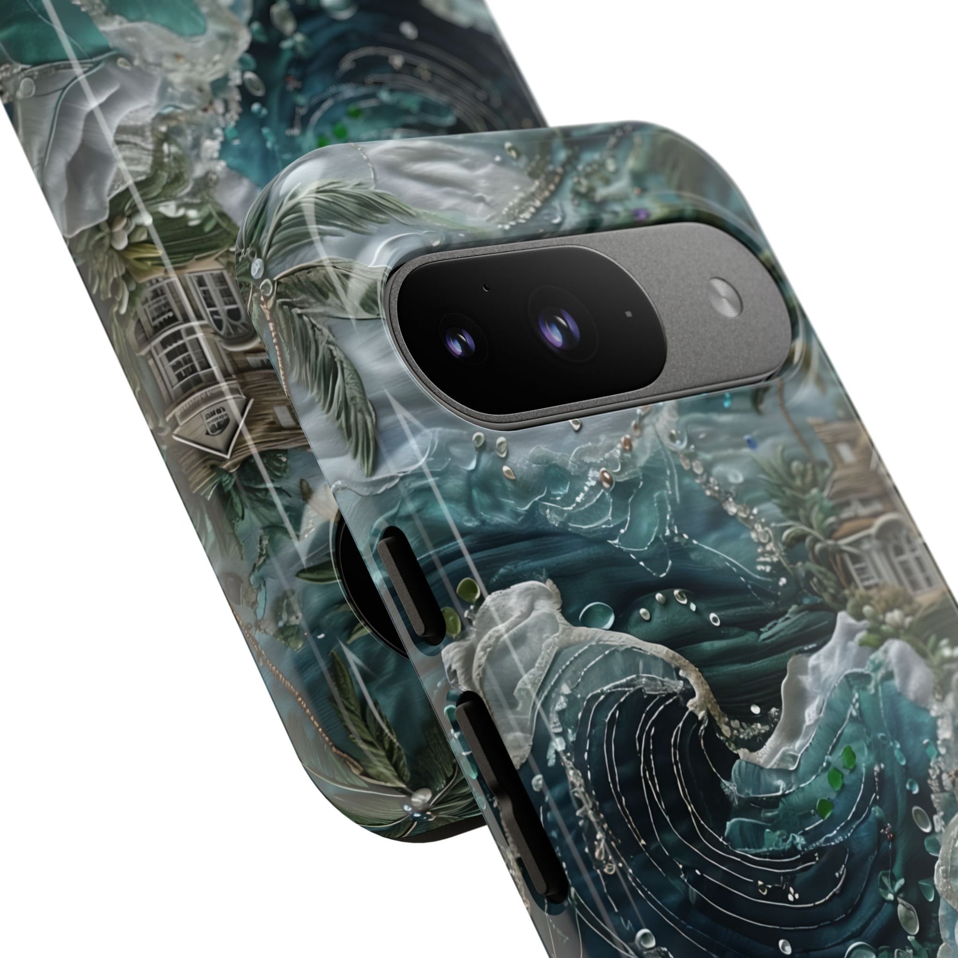 Tropical Midnight Wave - Artistic Ocean Google Pixel 9 Tough Phone Case - Dramatic Blue Wave Design