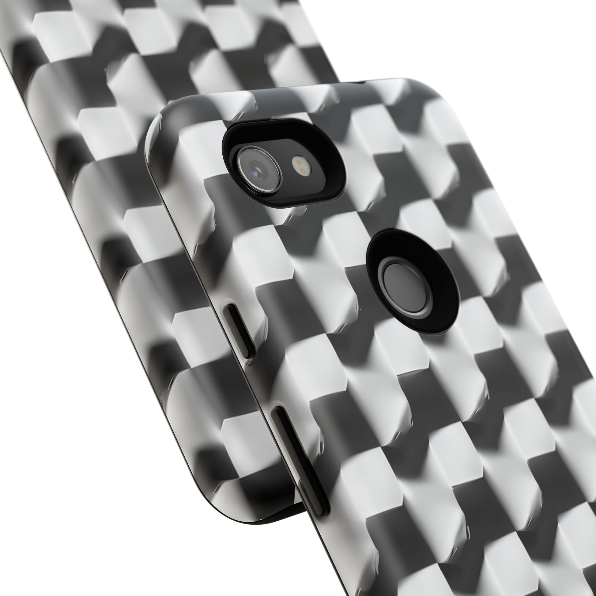Monochrome Grid Tough Case for Google Pixel 3a XL - Classic Checkerboard, Black & White, Minimalist Trend