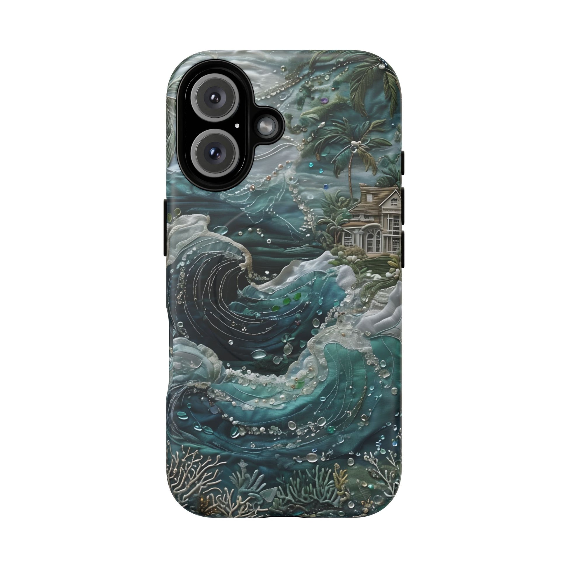Tropical Midnight Wave - Artistic Ocean iPhone 16 MagSafe Phone Case - Dramatic Blue Wave Design