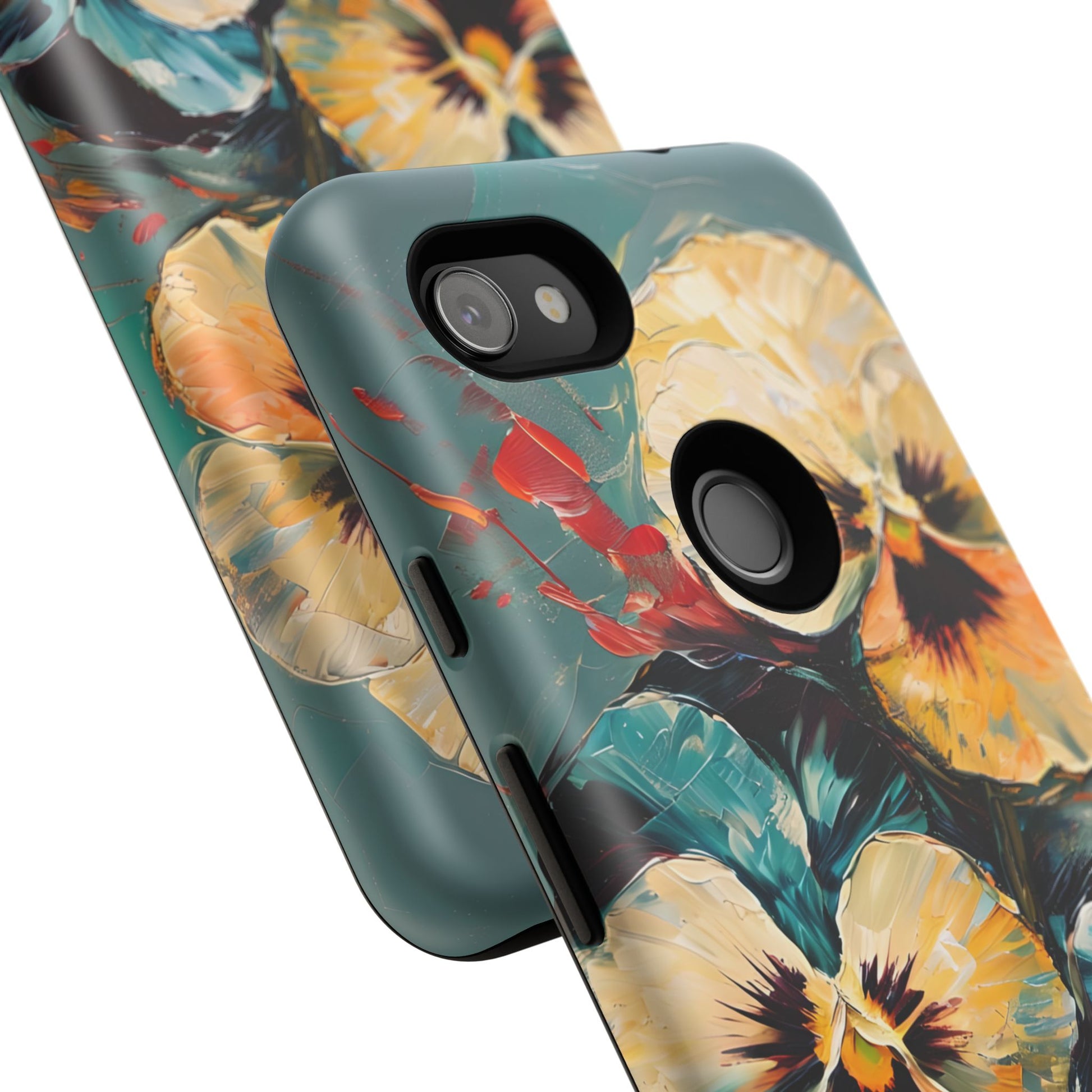 Golden Pansy Cascade Tough Case for Google Pixel 3a XL - Floral Artistic Shockproof Cover, Elegant Protective Phone Case