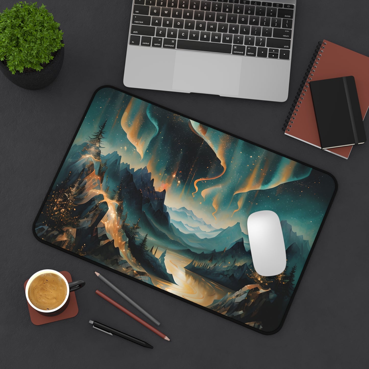 Aurora Dreamscape Designer Desk Mat - Premium Office Desk Pad, 3 Sizes Available, Artistic Workspace Protection