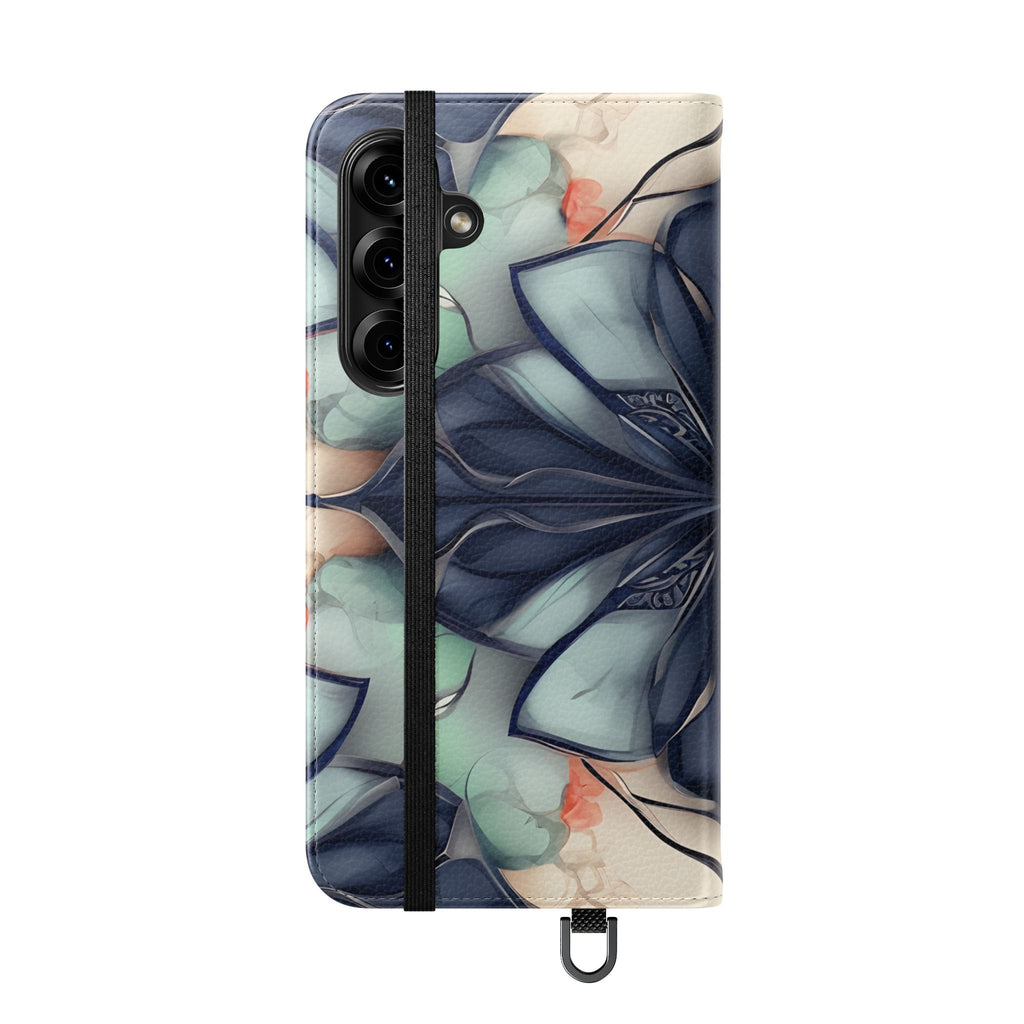 Midnight Mosaic - Abstract Floral Flip Phone Case for Samsung Galaxy S25 Plus