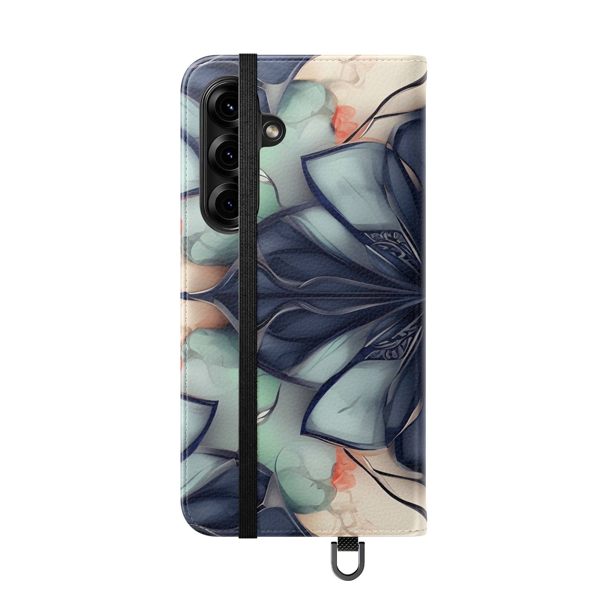 Midnight Mosaic - Abstract Floral Flip Phone Case for Samsung Galaxy S25 Plus