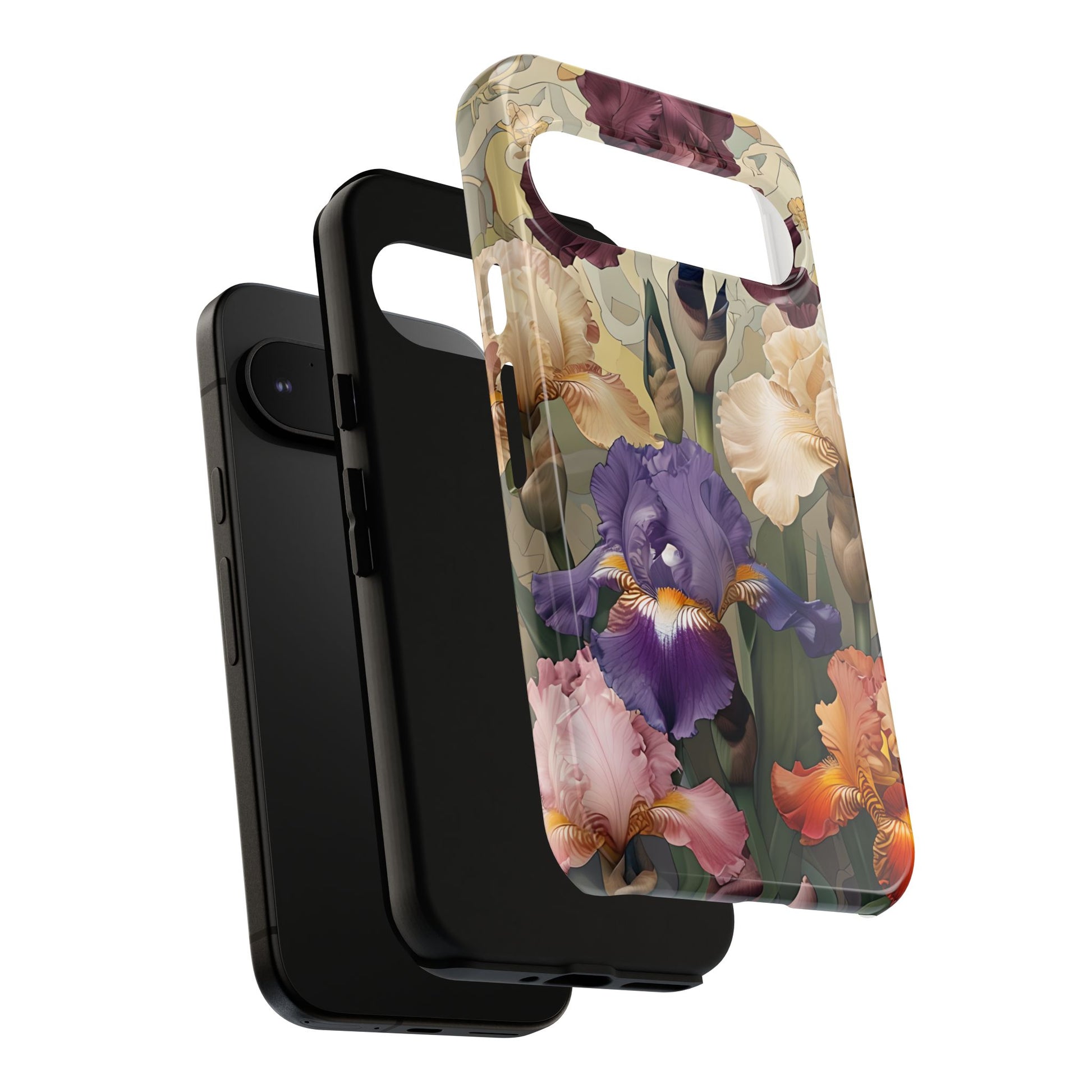 Iris Reverie - Elegant Painterly Floral Google Pixel 9 Phone Case - Artistic Purple & Cream Iris Design