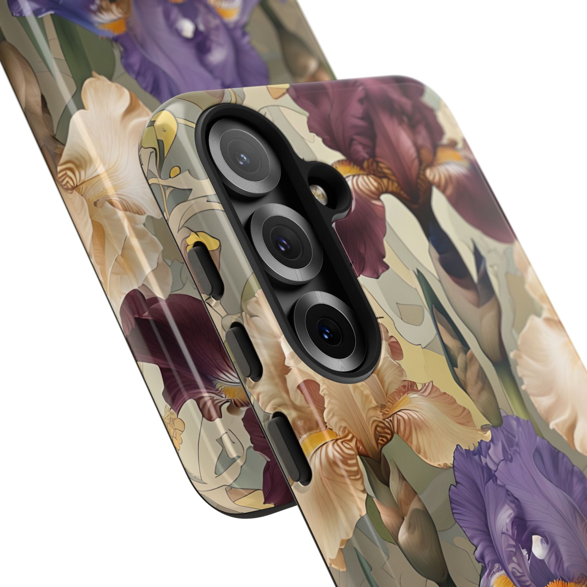 Iris Reverie - Elegant Painterly Floral Samsung Galaxy S25 Phone Case - Artistic Purple & Cream Iris Design