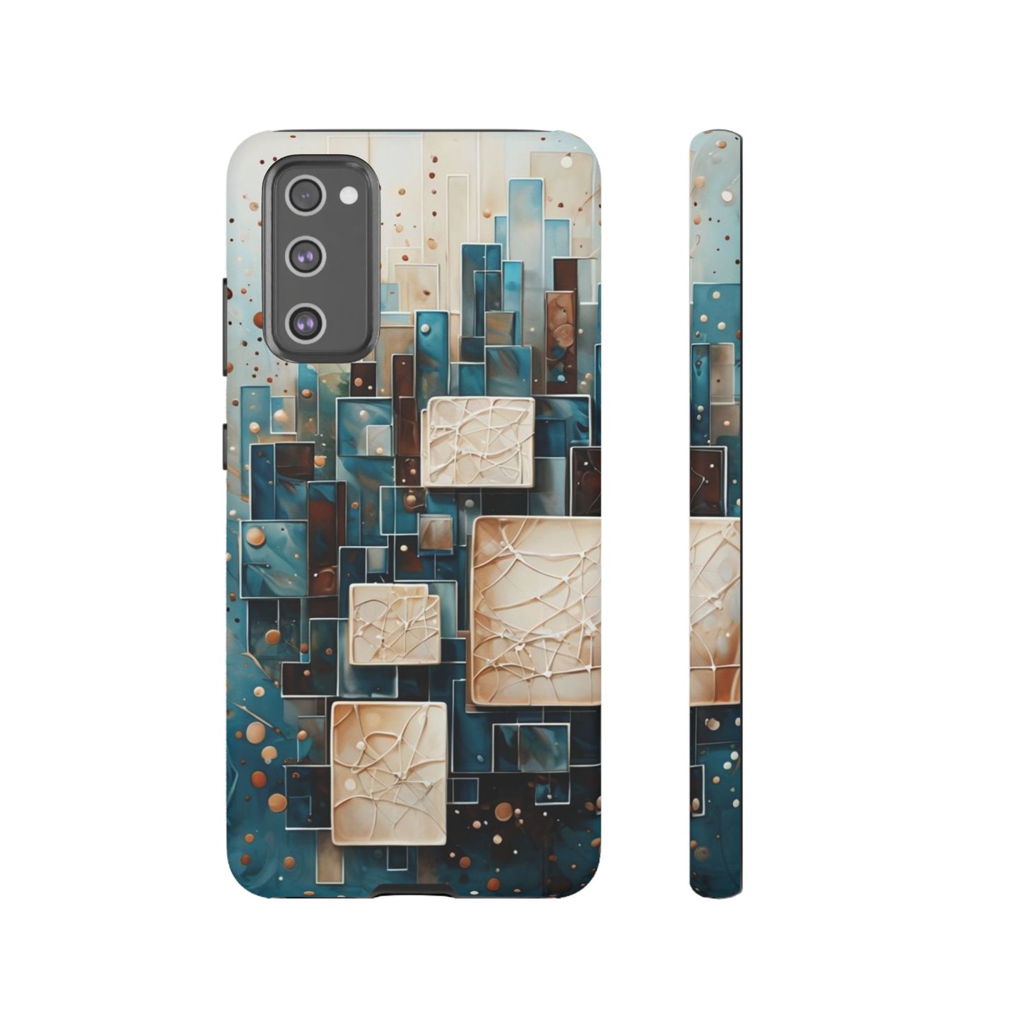Architectural Drift Samsung Galaxy Case - Modern Geometric Teal & Parchment Design