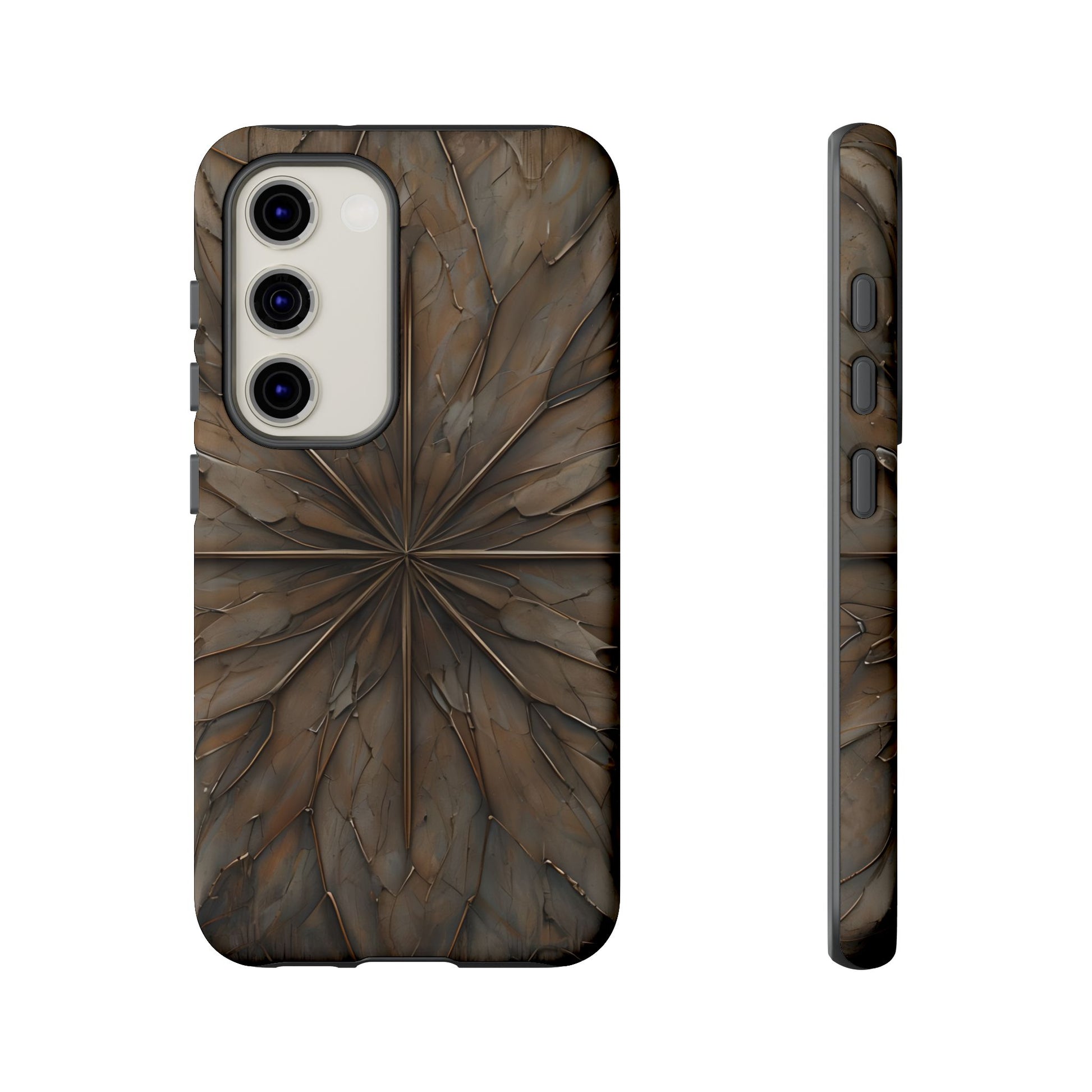 Earthstone Mandala - Kaleidoscope Collection Artistic Taupe Burst - Samsung Galaxy S23 Tough Phone Case