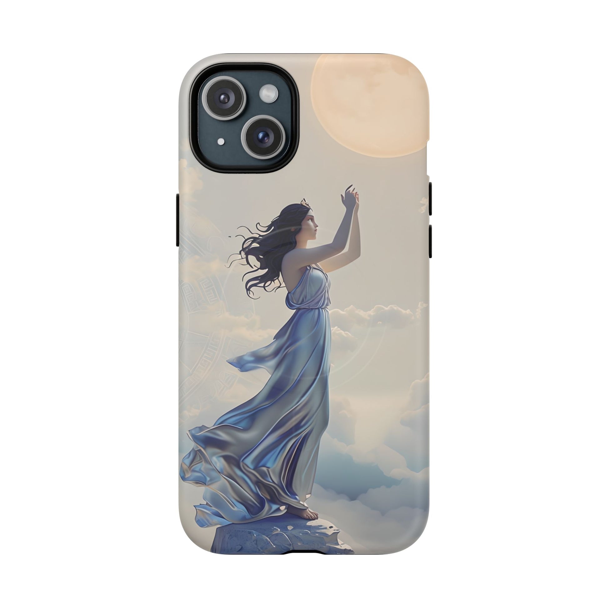 Moonlit Ascend - Ethereal Celestial Art iPhone 15 Plus MagSafe Phone Case -Dreamy Night Sky & Floating Woman Design