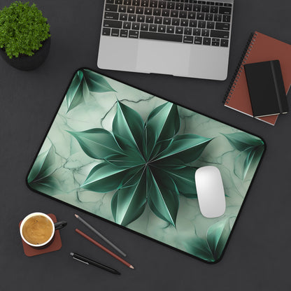 Emerald Bloom Designer Desk Mat - Premium Office Desk Pad, 3 Sizes Available, Artistic Workspace Protection