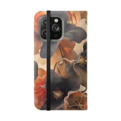 Autumn Ember Wallet Phone Case - Modern Primary Color Design - Flip Cover for iPhone