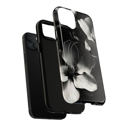 Monochrome Magnolia - Elegant Black & White Floral iPhone MagSafe Phone Case - Artistic Magnolia Design