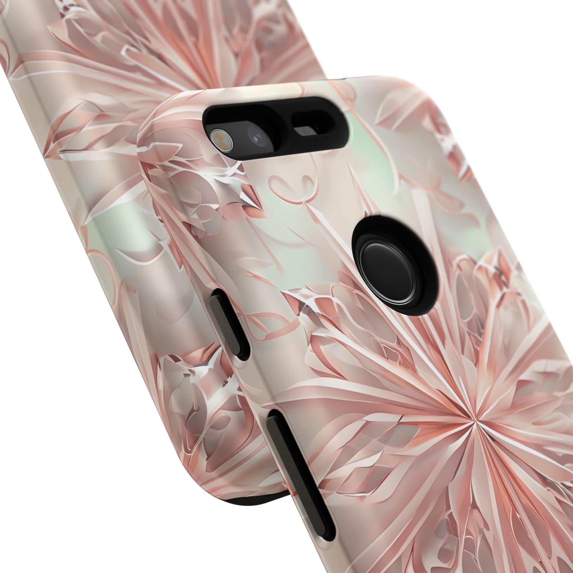 Blush Frost from our Kaleidoscope Collection - Google Pixel tough case - Soft Pink Geometric Floral Design