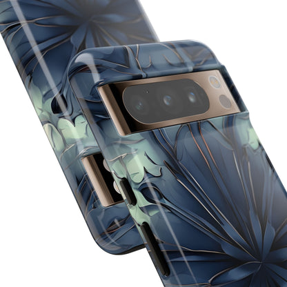 Indigo Mosaic indigo geometric mosaic artwork Google Pixel phone case angled view
