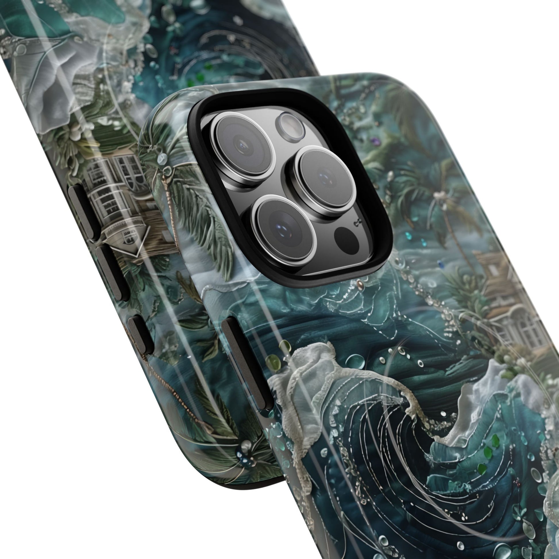 Tropical Midnight Wave - Artistic Ocean iPhone 16 Pro Max MagSafe Phone Case - Dramatic Blue Wave Design